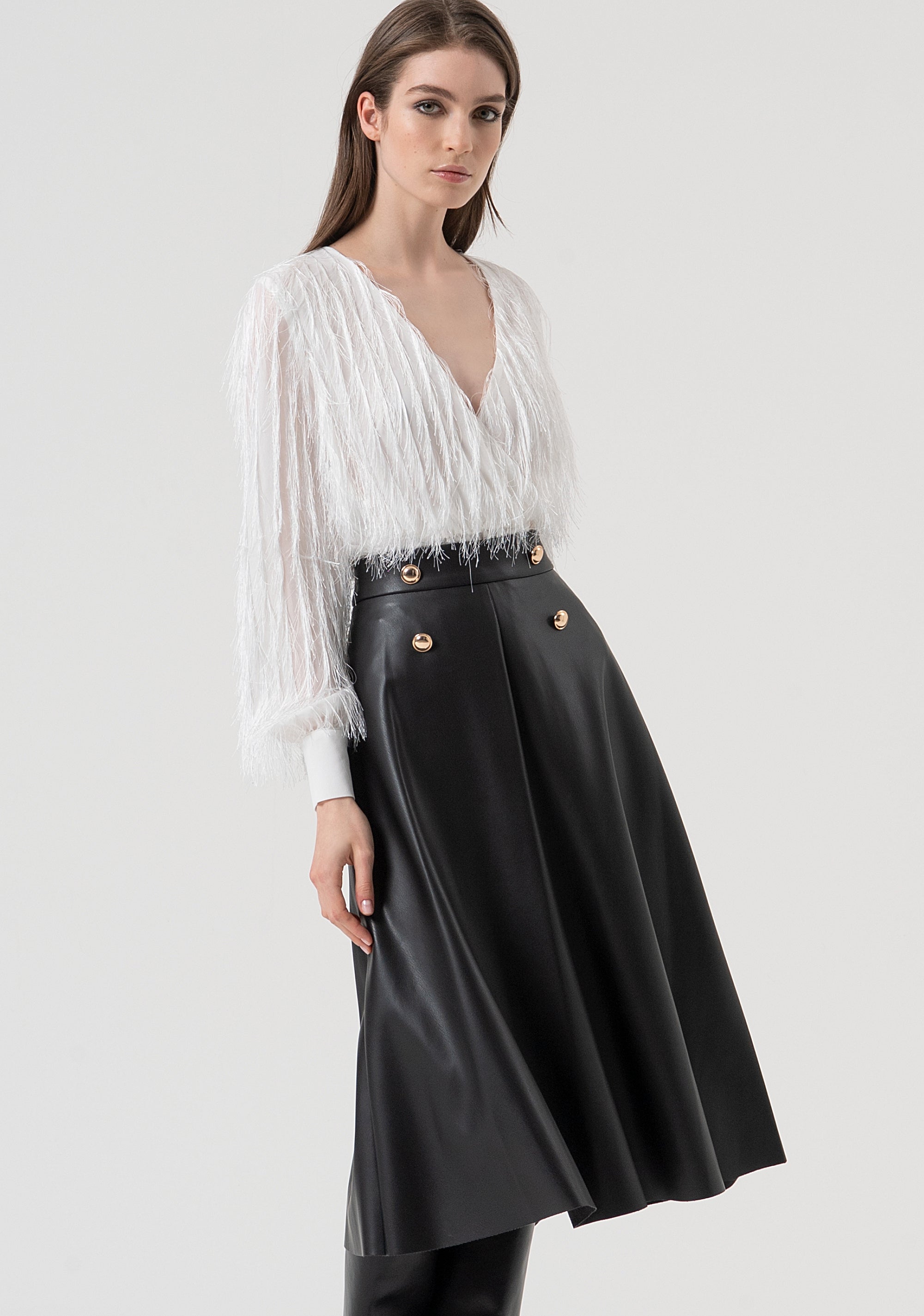 Skirt flared middle length with high waist Fracomina FR25WG3002P41101-053-3