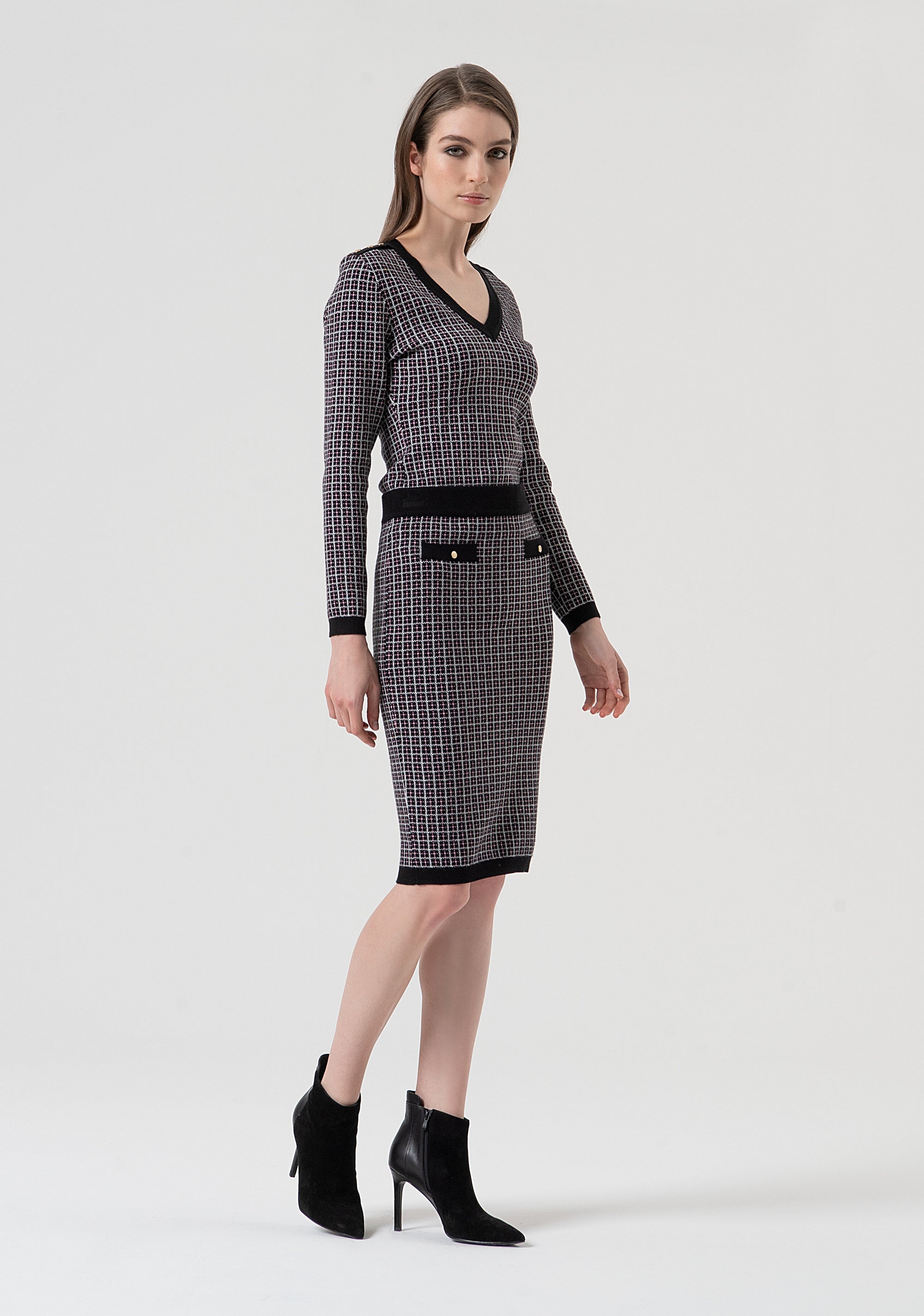 Knitted skirt slim fit middle length with geometric jacquard effect Fracomina FR25WG4010K503F8-053-3