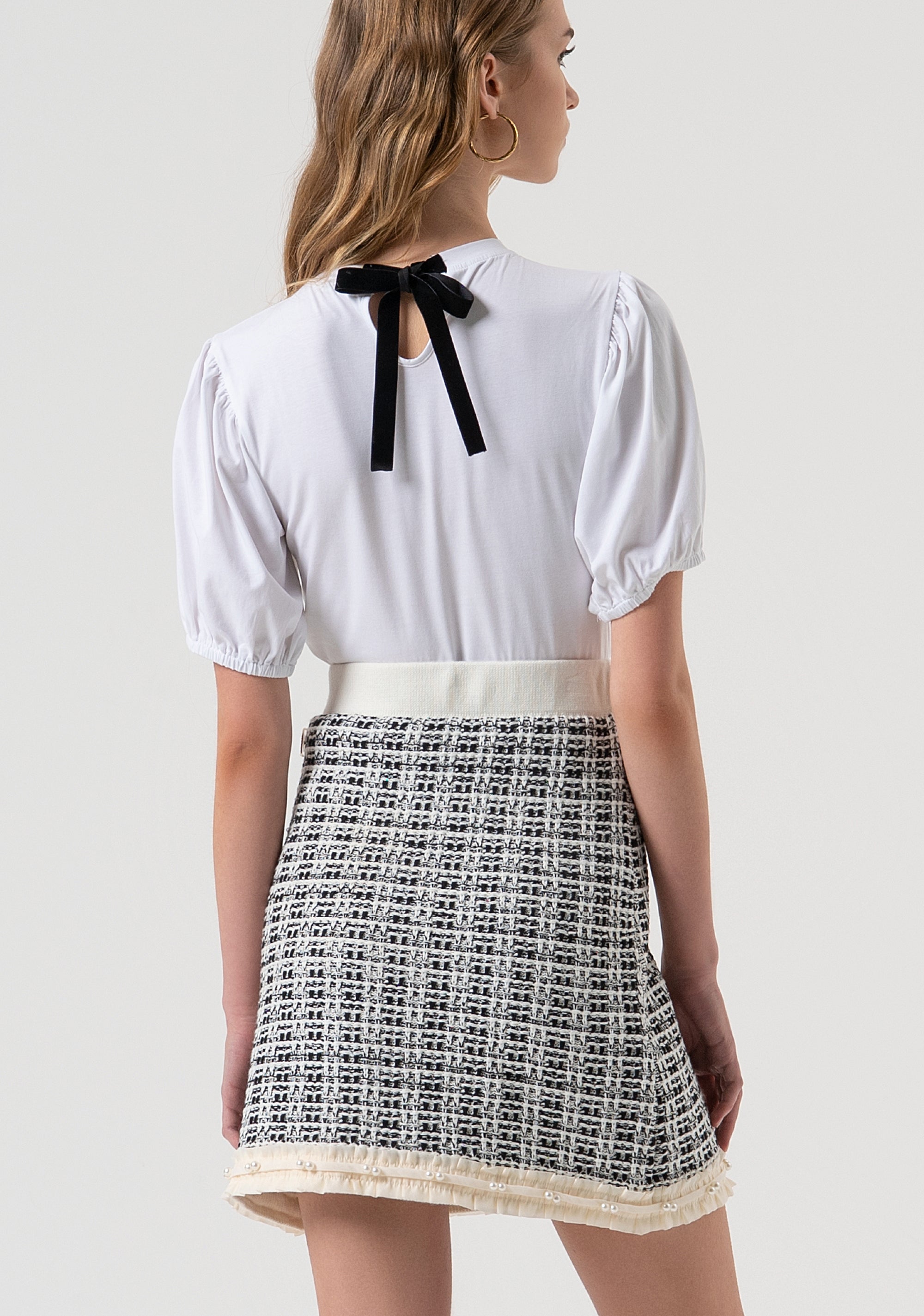 Mini knitted skirt made in tweed Fracomina FR25WG4013K51601-054-3