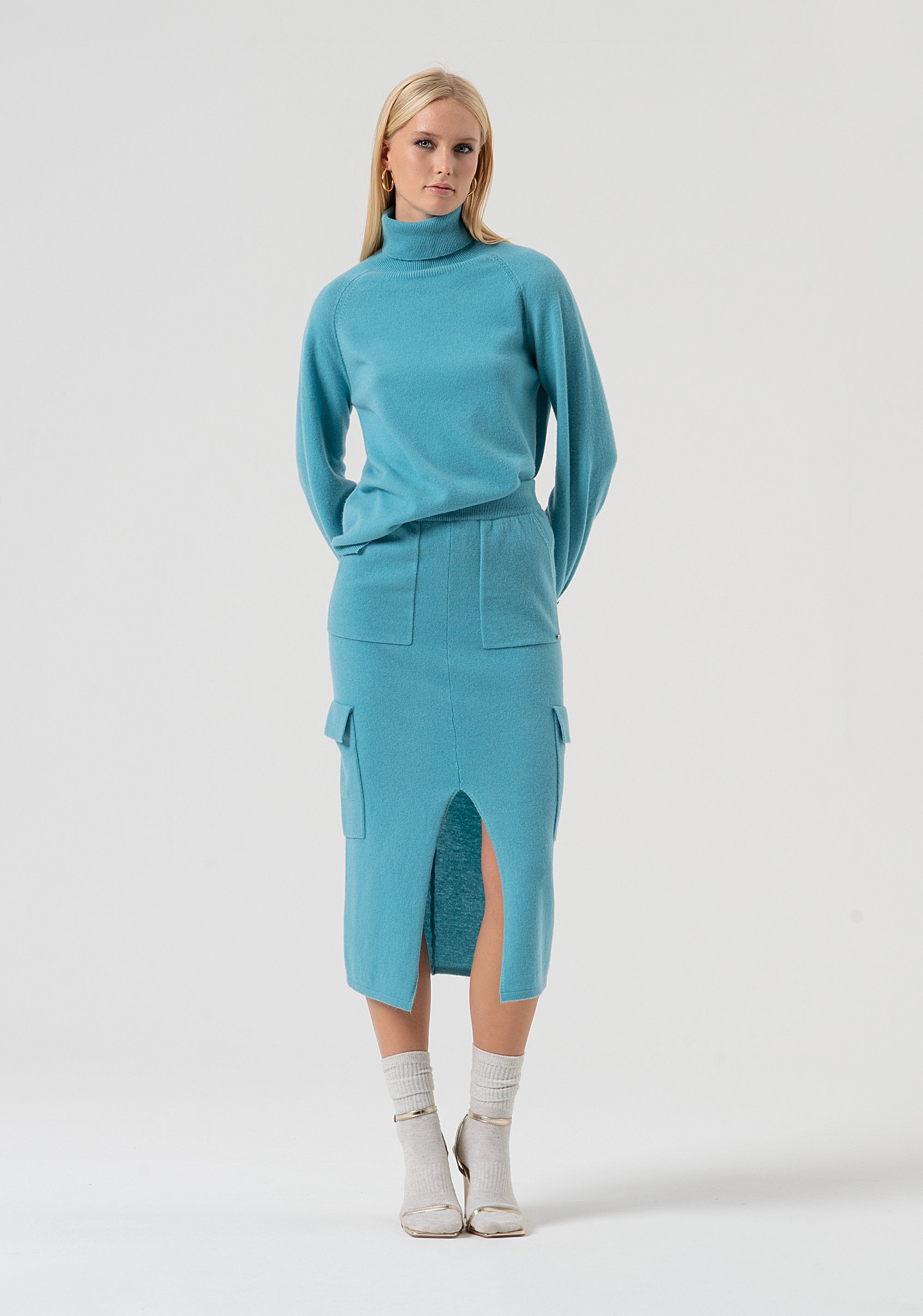 Knitted skirt slim fit middle length made in wool Fracomina FR25WG4014K47301-T57-1
