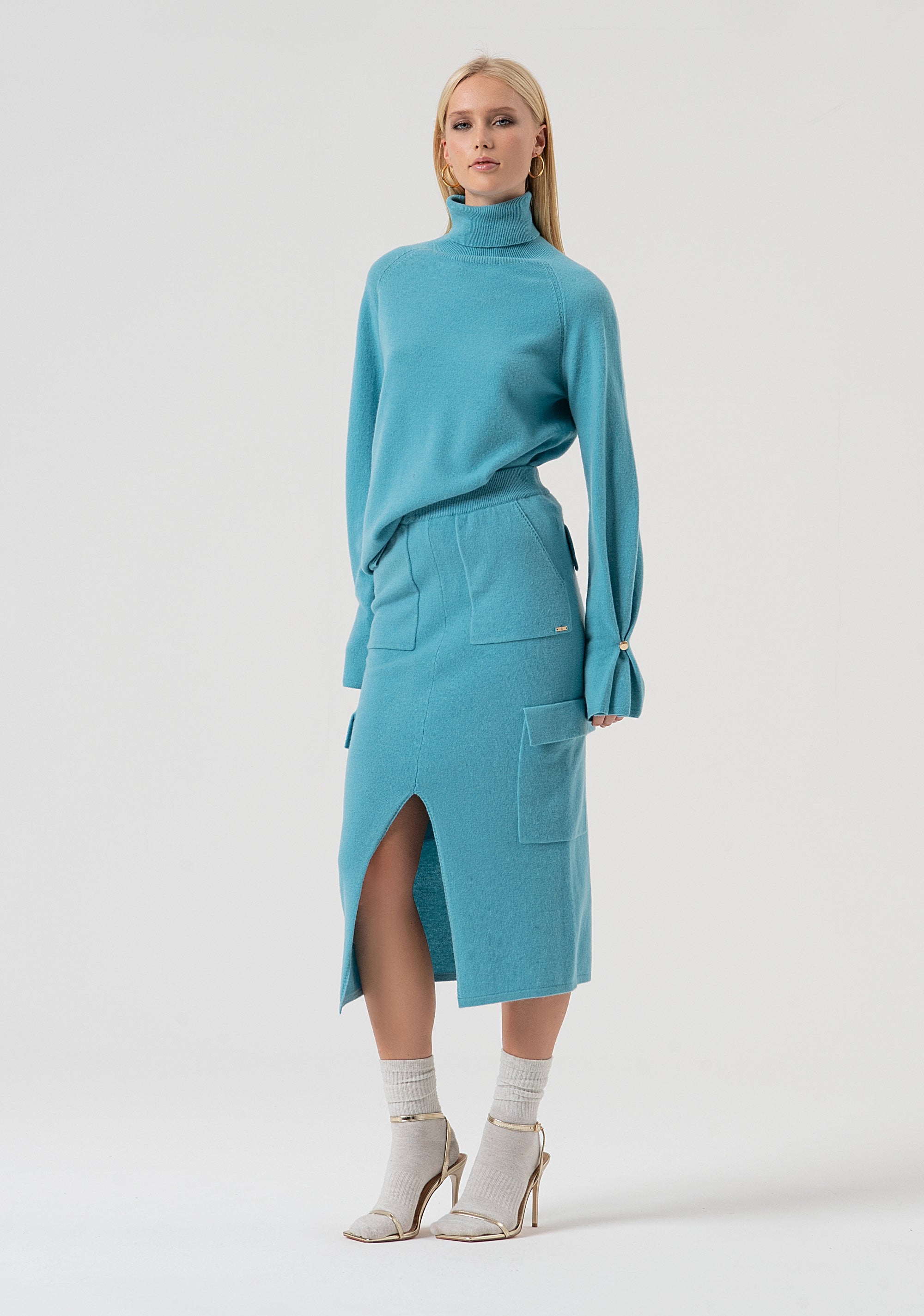 Knitted skirt slim fit middle length made in wool Fracomina FR25WG4014K47301-T57-3