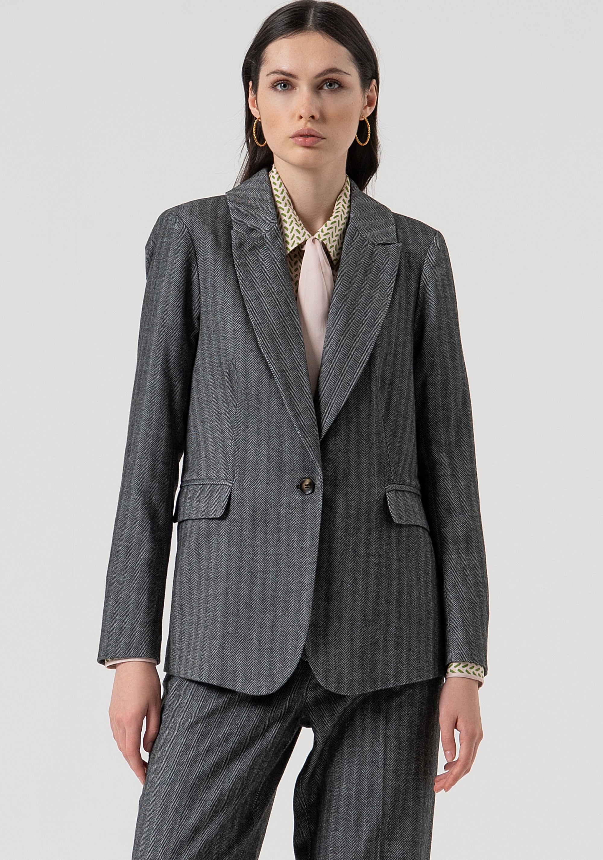 Blazer jacket regular fit single breasted with herringbone pattern Fracomina FR25WJ2005W492W5-159-1