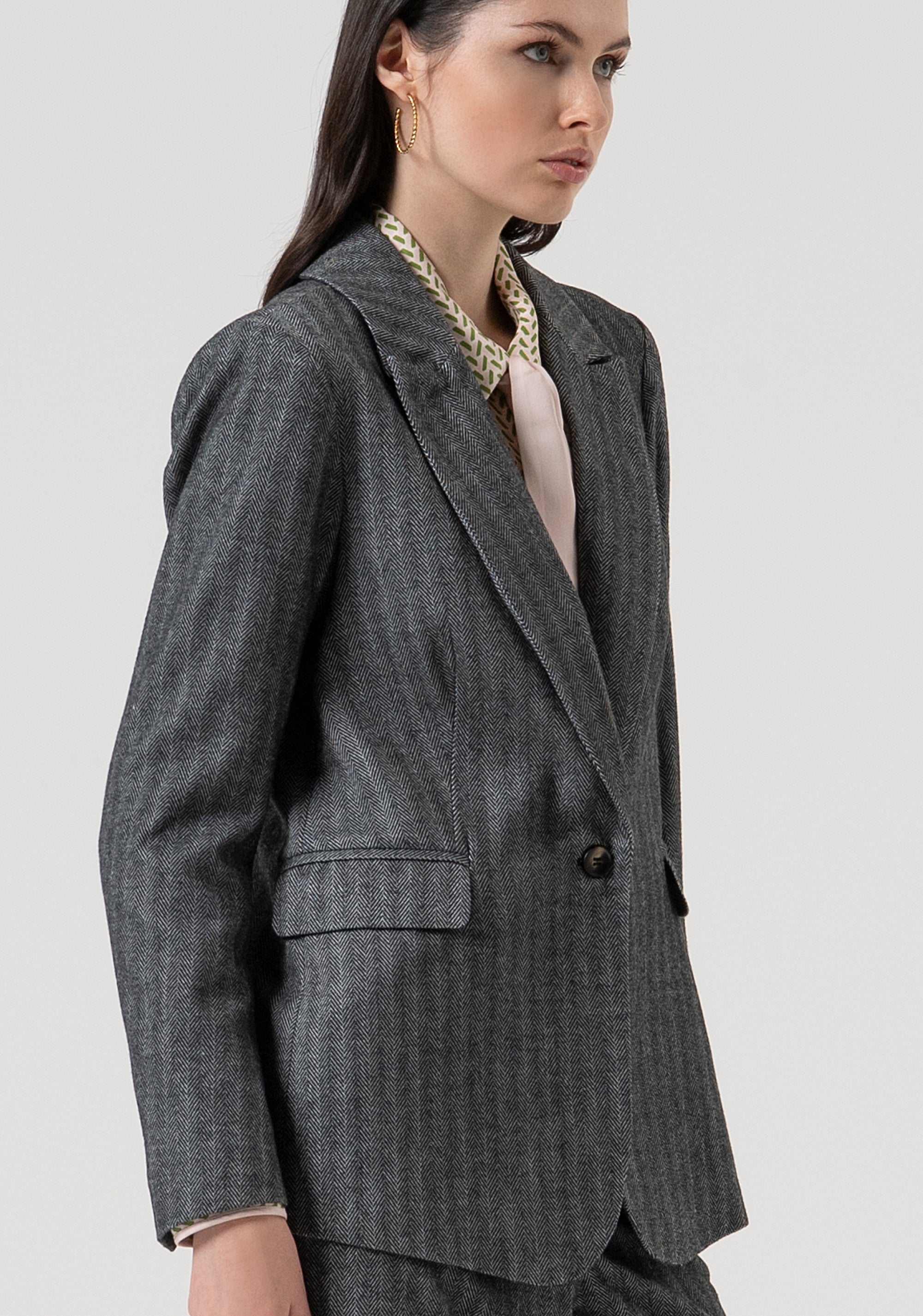 Blazer jacket regular fit single breasted with herringbone pattern Fracomina FR25WJ2005W492W5-159-3