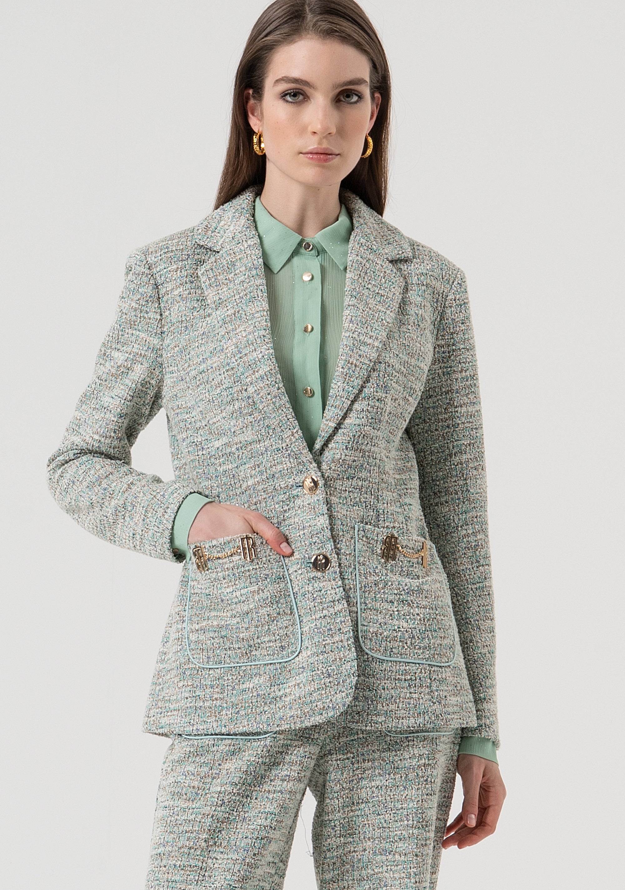 Blazer jacket regular fit single breasted made in tweed Fracomina FR25WJ2007W814S9-210-1