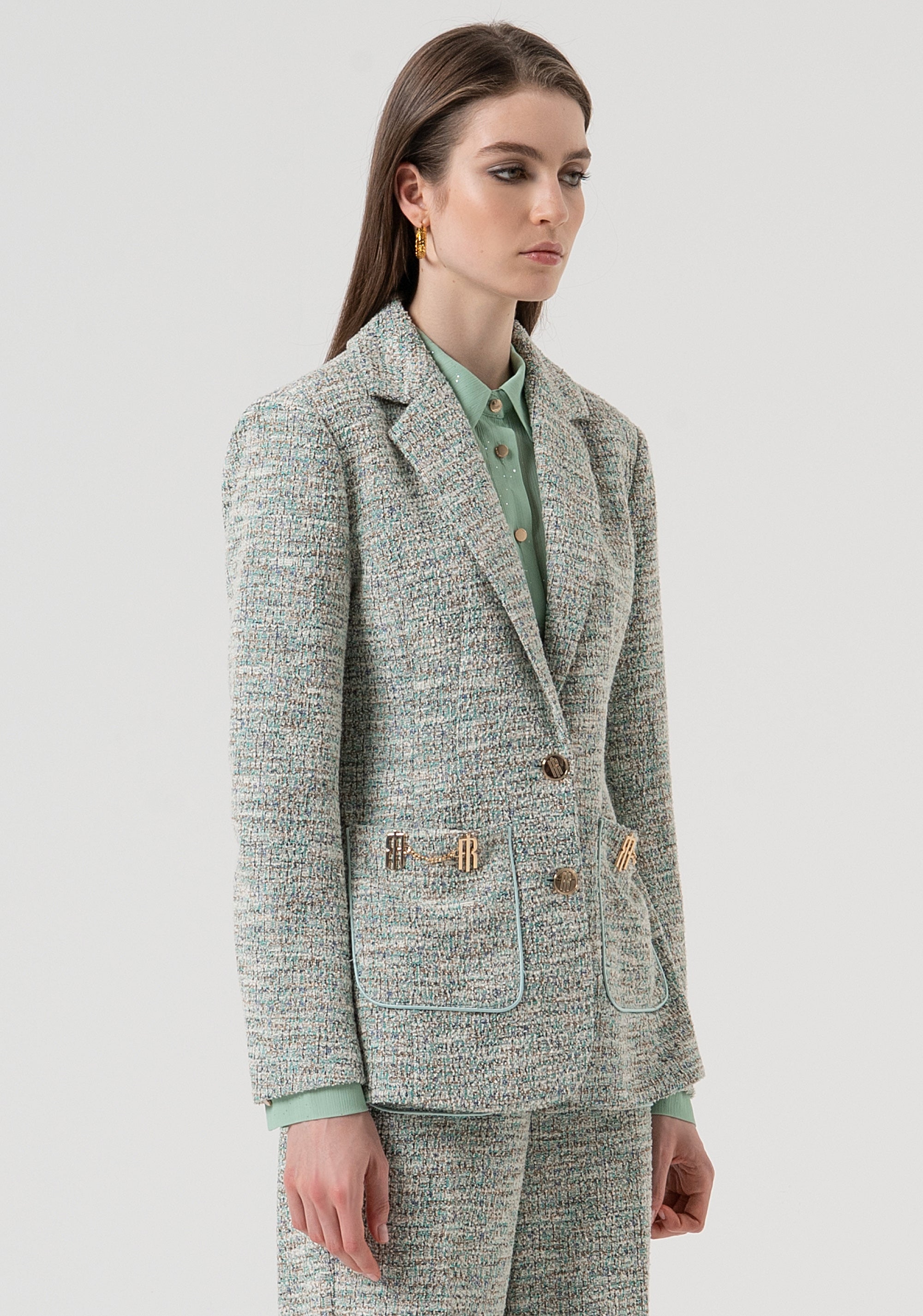 Blazer jacket regular fit single breasted made in tweed Fracomina FR25WJ2007W814S9-210-3
