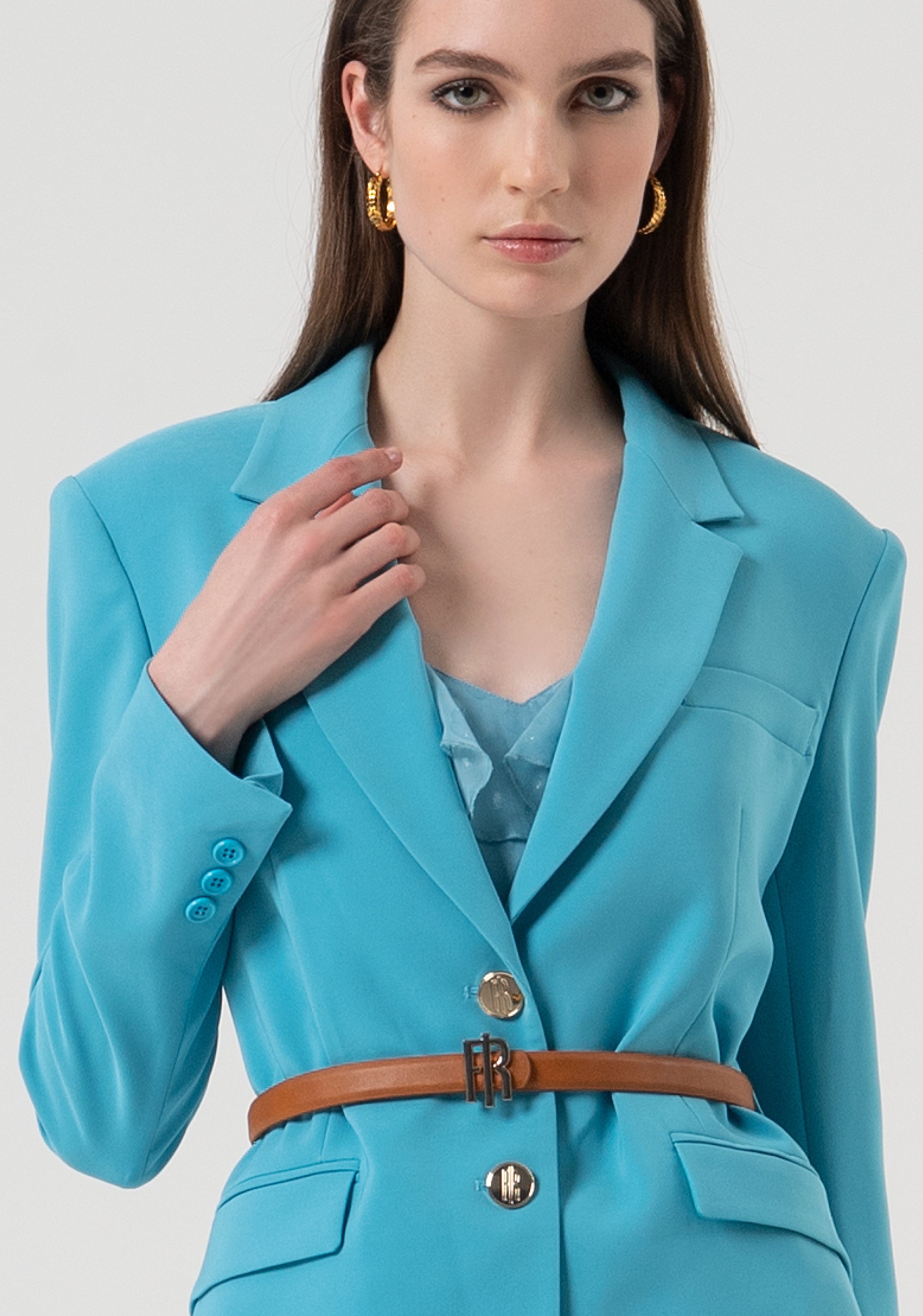 Blazer jacket regular fit single breasted with paired belt Fracomina FR25WJ3001W42901-T57-2