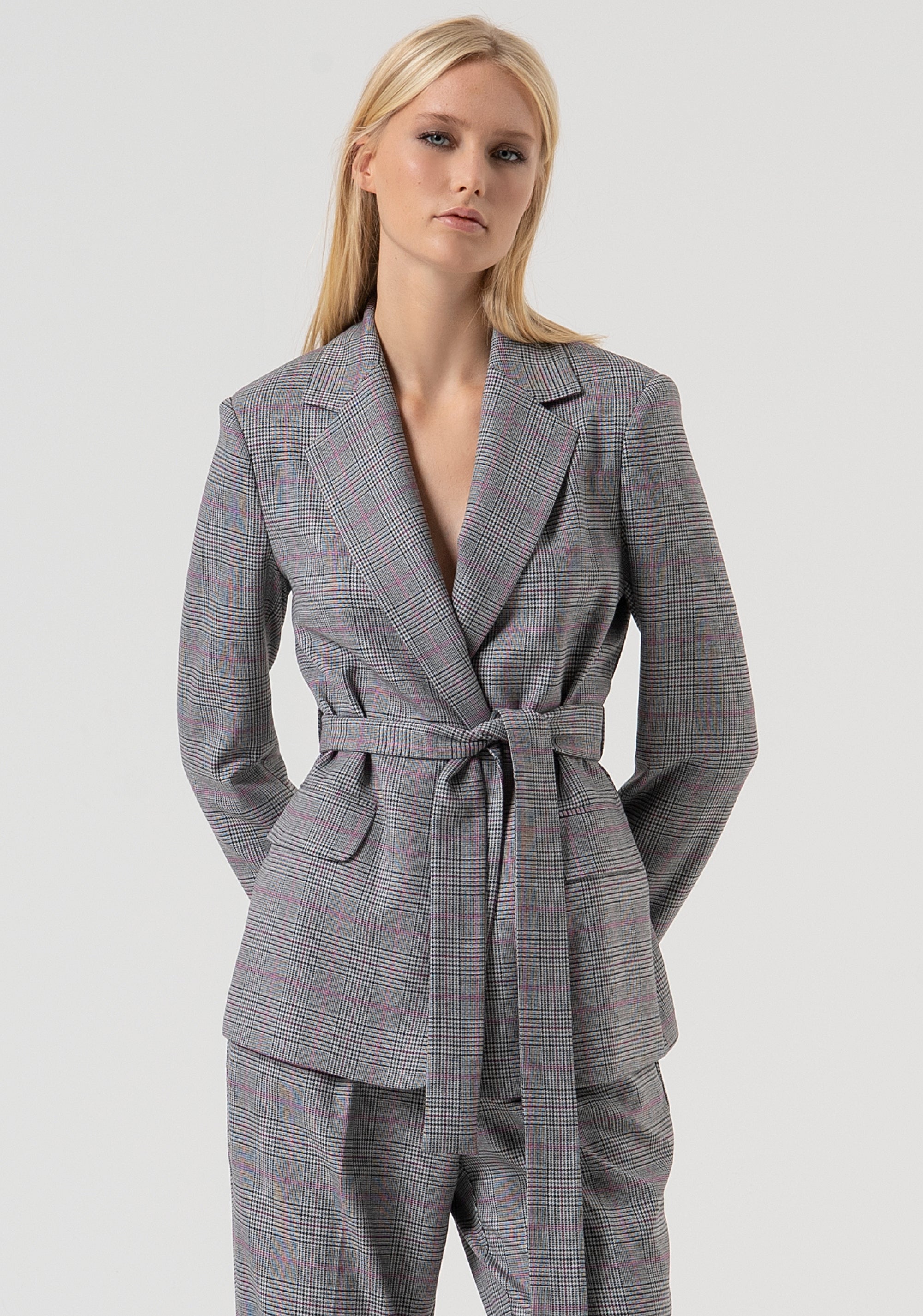 Blazer jacket regular fit single breasted made in Prince of Wales fabric Fracomina FR25WJ3008W45995-210-1