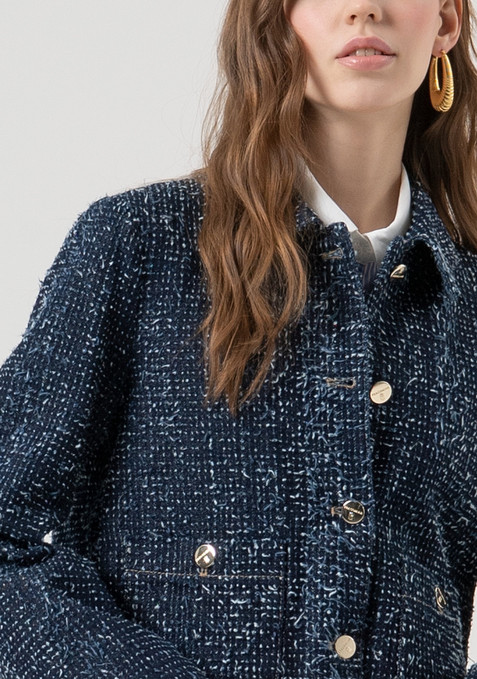 Short jacket made in bouclè denim Fracomina FR25WJ4011D419F7-117-2
