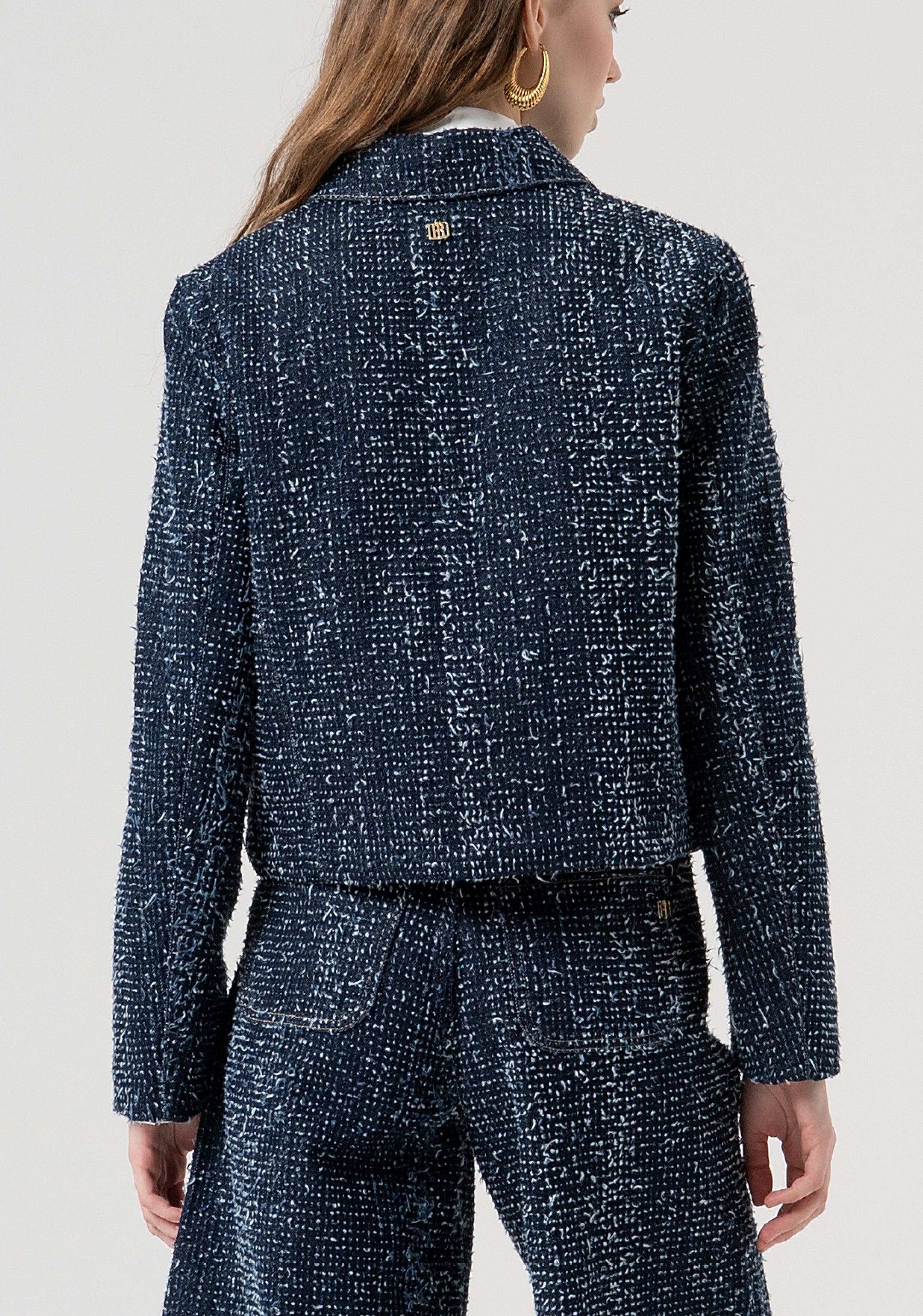 Short jacket made in bouclè denim Fracomina FR25WJ4011D419F7-117-4
