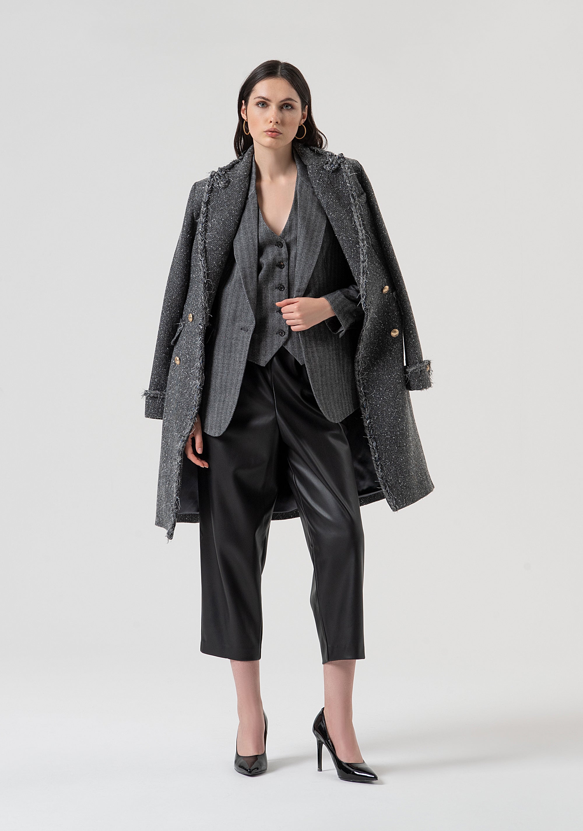 Gilet regular fit made in pinstriped fabric Fracomina FR25WJ5005W492W5-159-4