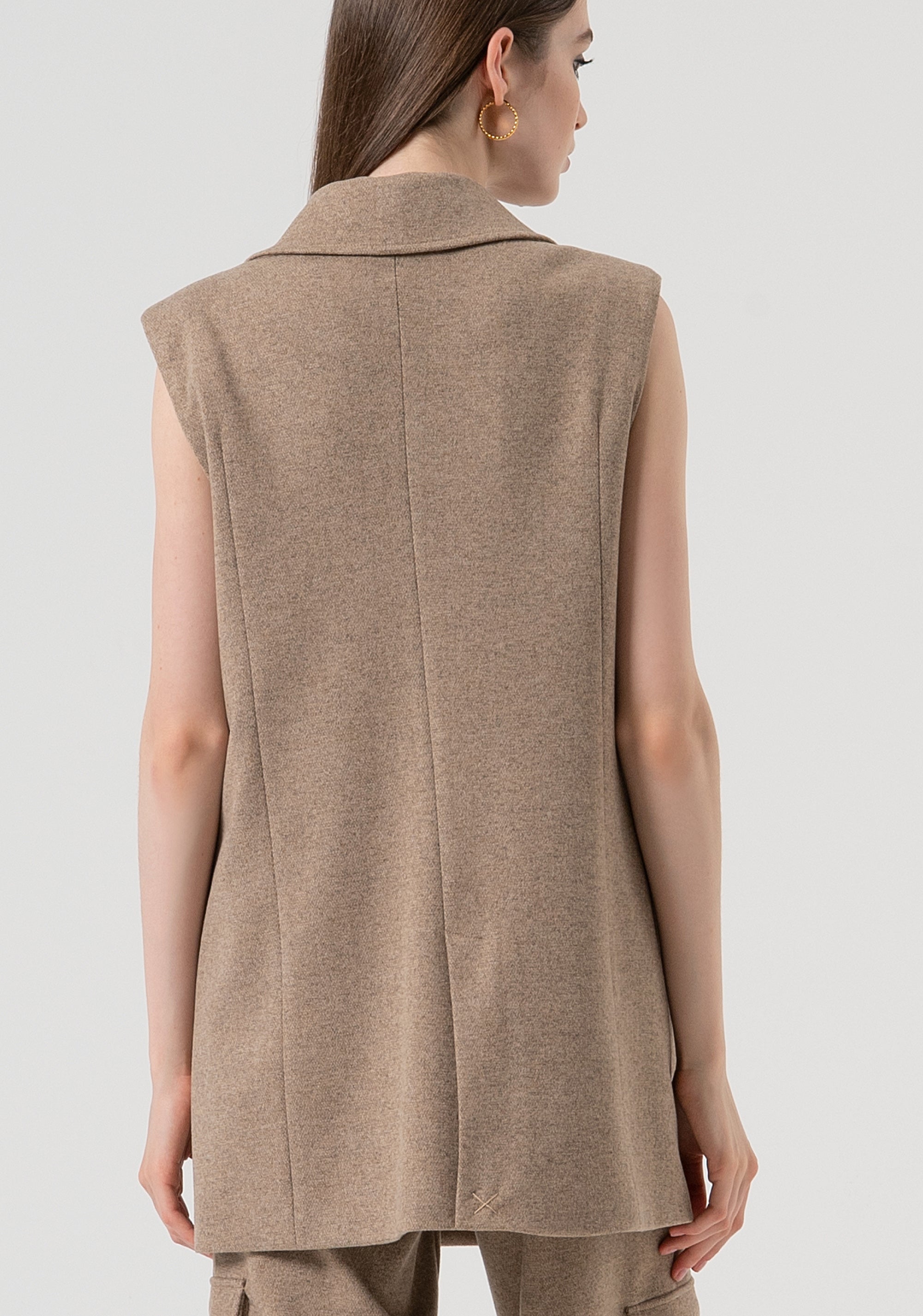 Long gilet regular fit made in Milano stitch fabric Fracomina FR25WJ5015W80501-L46-3