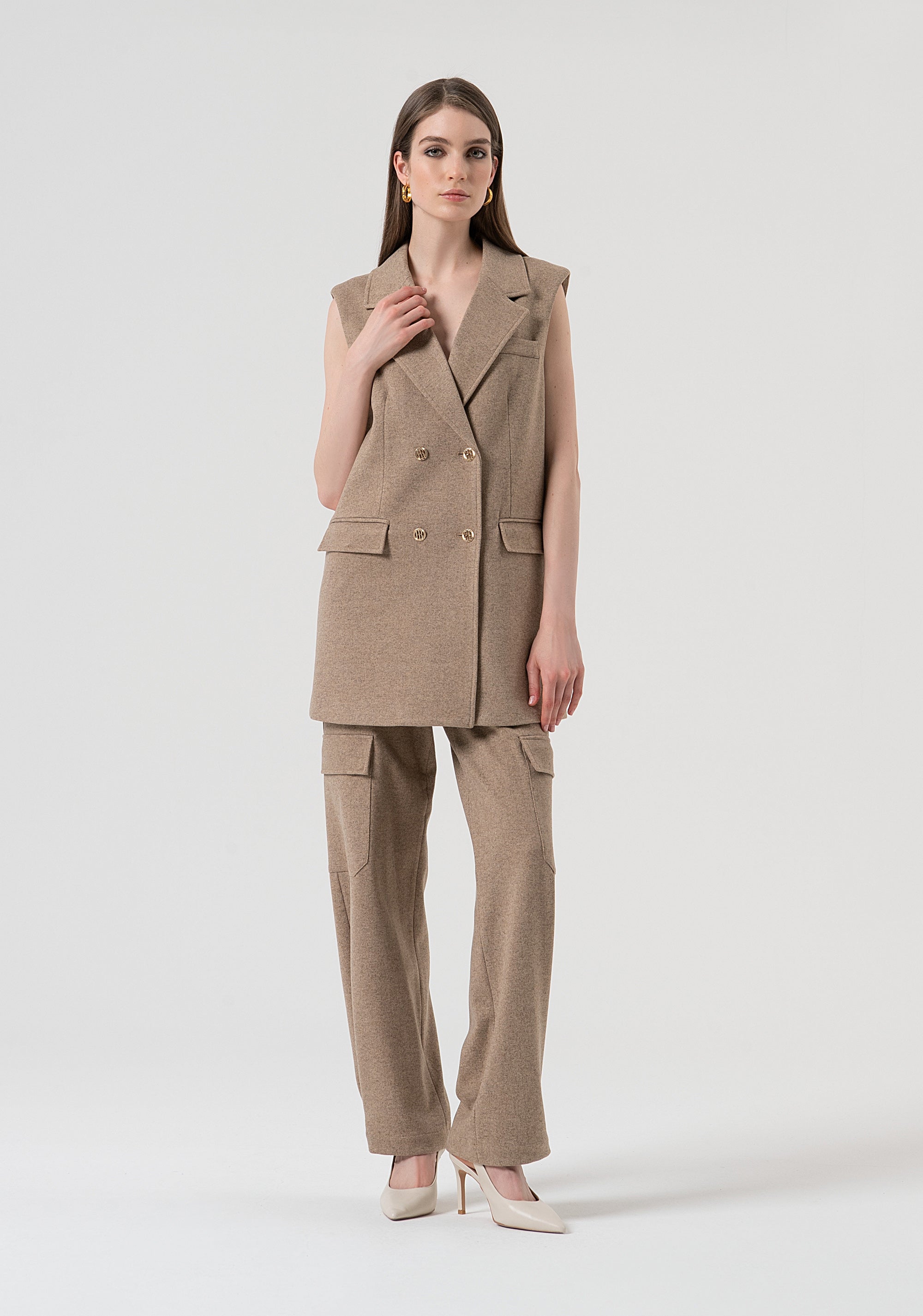 Long gilet regular fit made in Milano stitch fabric Fracomina FR25WJ5015W80501-L46-4