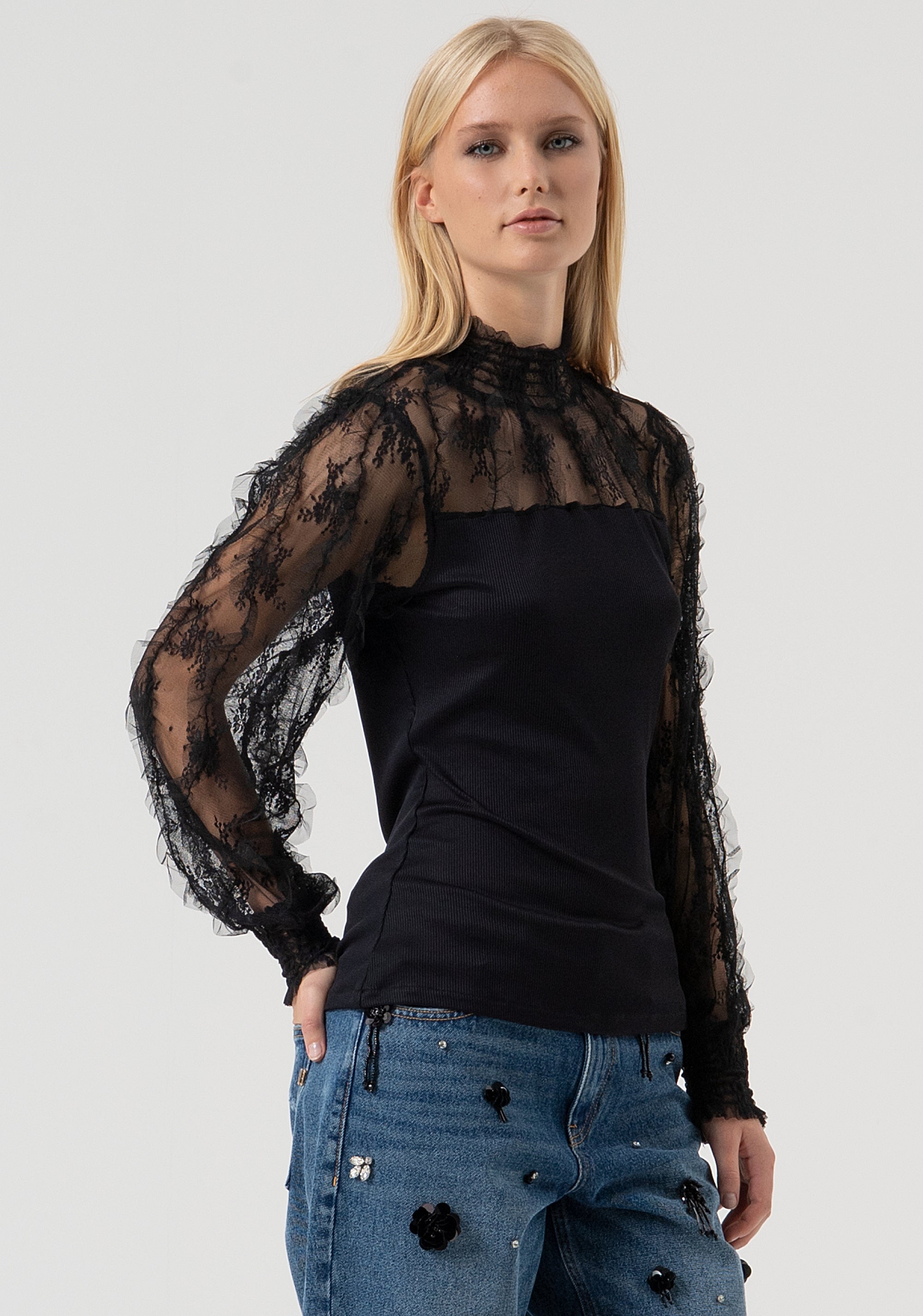 Blouse slim fit with lace details Fracomina FR25WT1001J463G1-053-3