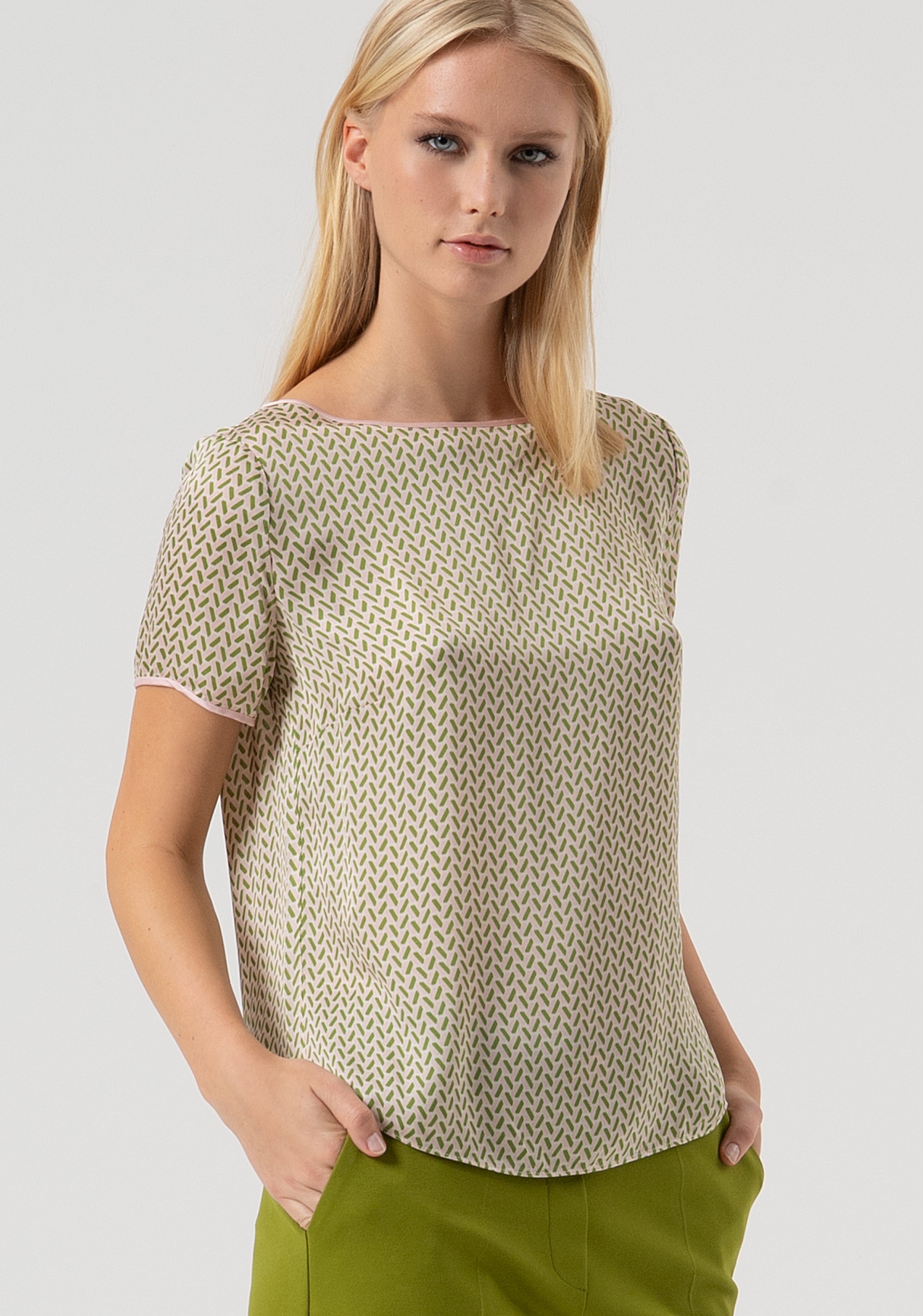 Blouse regular fit with geometric pattern and with silk Fracomina FR25WT1017W807K1-T58-2