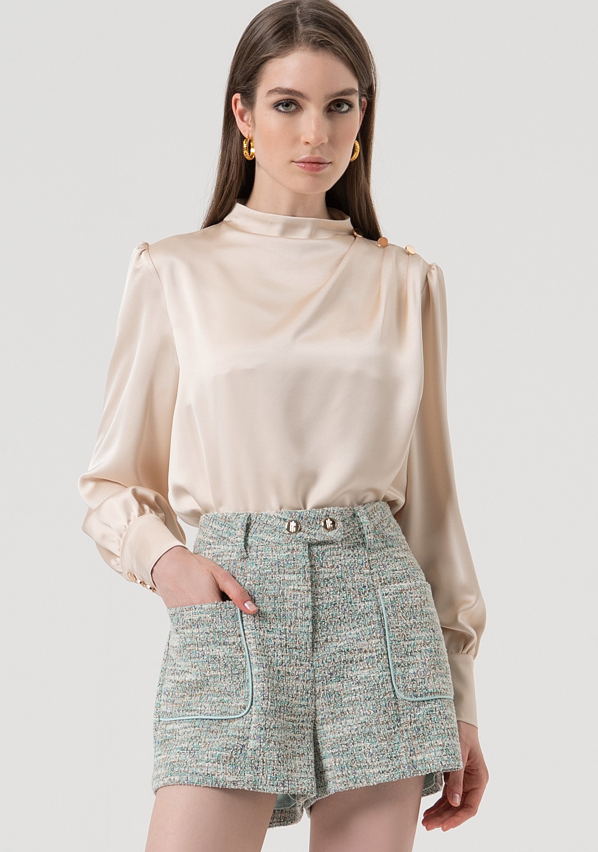 Blouse regular fit made in satin Fracomina FR25WT1020W41101-508-1_c218dfb2-720f-48cf-bd08-7f6fea084f5b