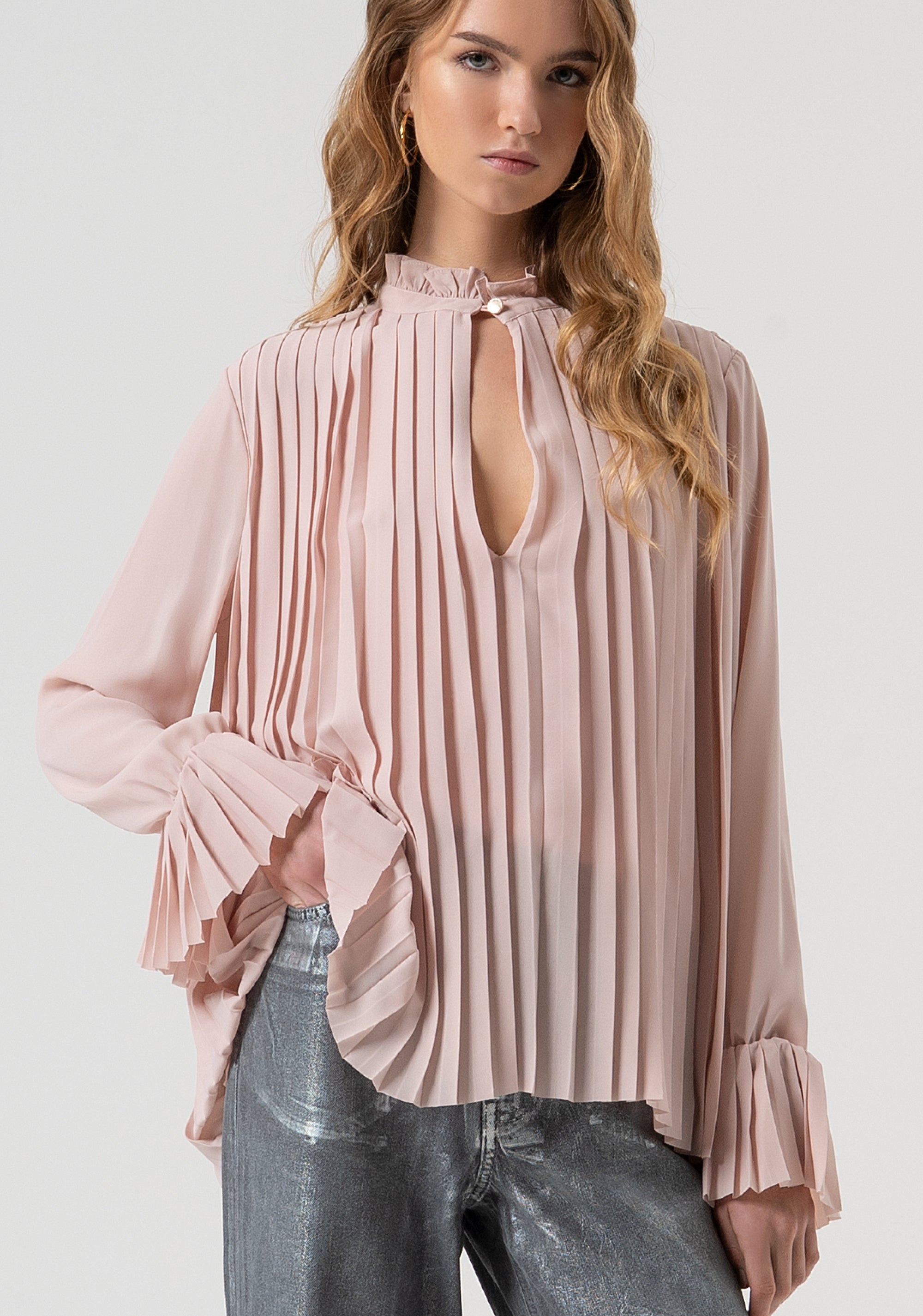 Blouse wide fit made in plissè effect fabric Fracomina FR25WT1022W412F9-Q93-1