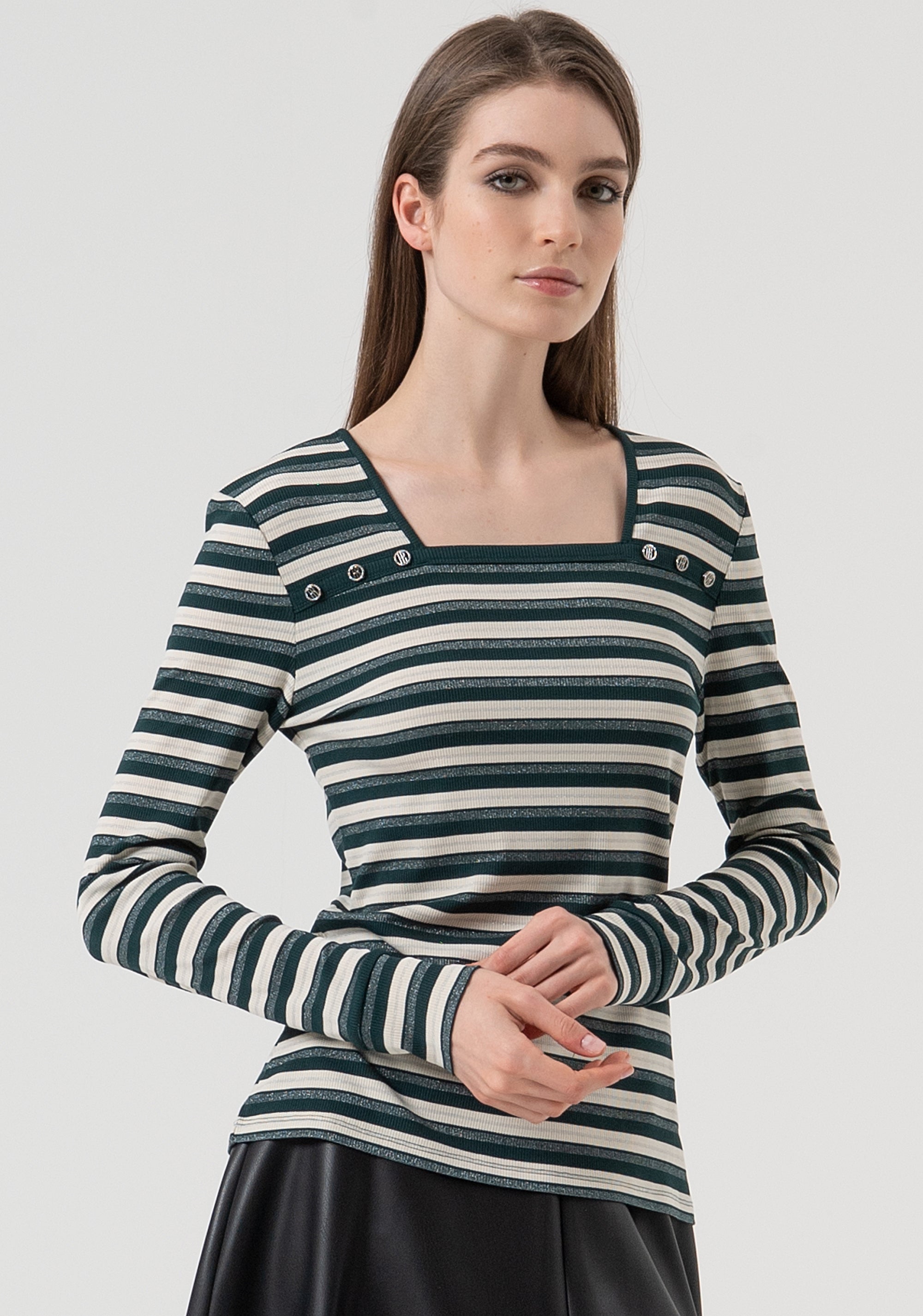 T-shirt slim fit with stripes Fracomina FR25WT3027J489N8-T68-1