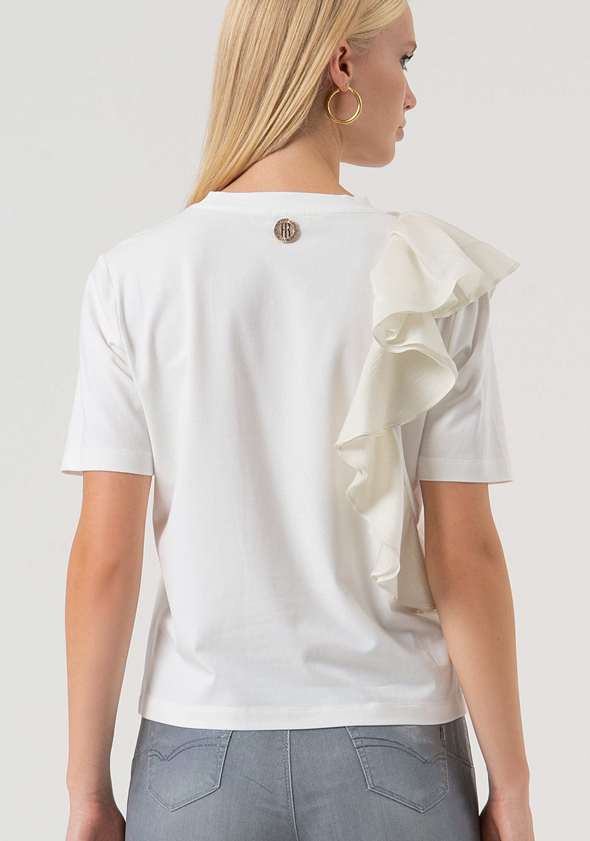 T-shirt regular fit made in jersey with frills at the right side Fracomina FR25WT3039J40101-108-3