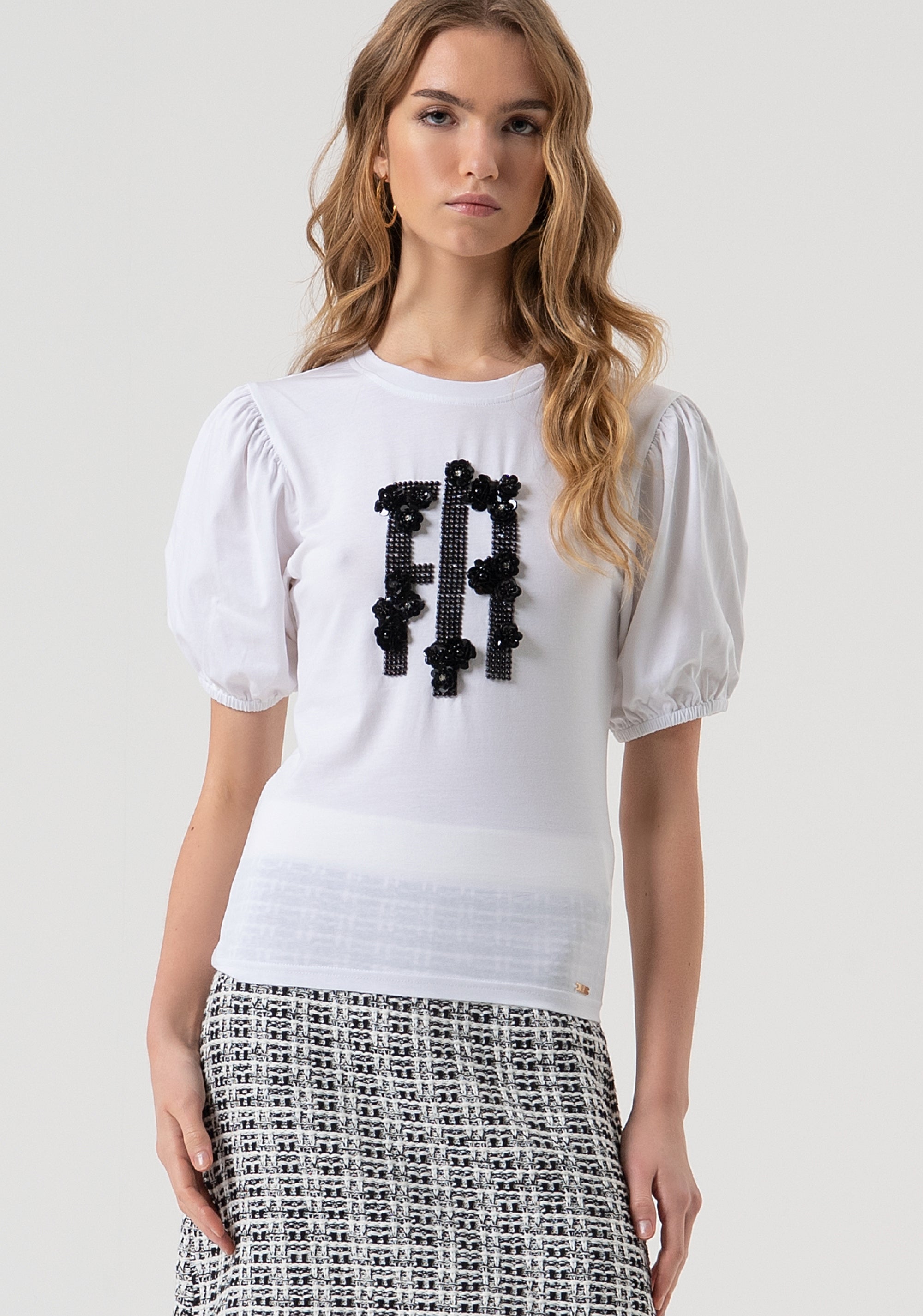 T-shirt slim fit made in jersey with balloon effect sleeves Fracomina FR25WT3061J401N5-278-1