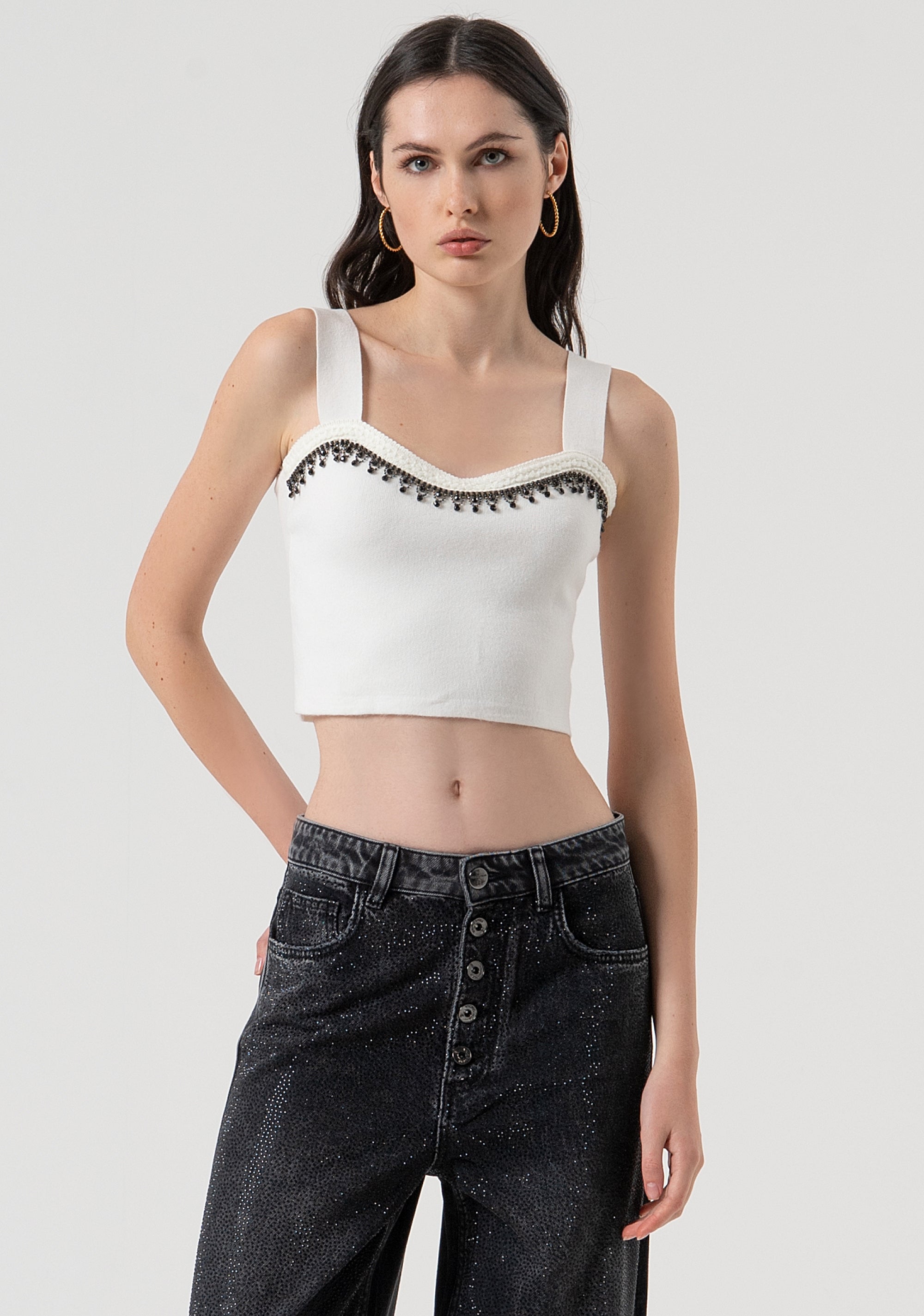 Knitted tank top cropped Fracomina FR25WT4002K50401-108-1