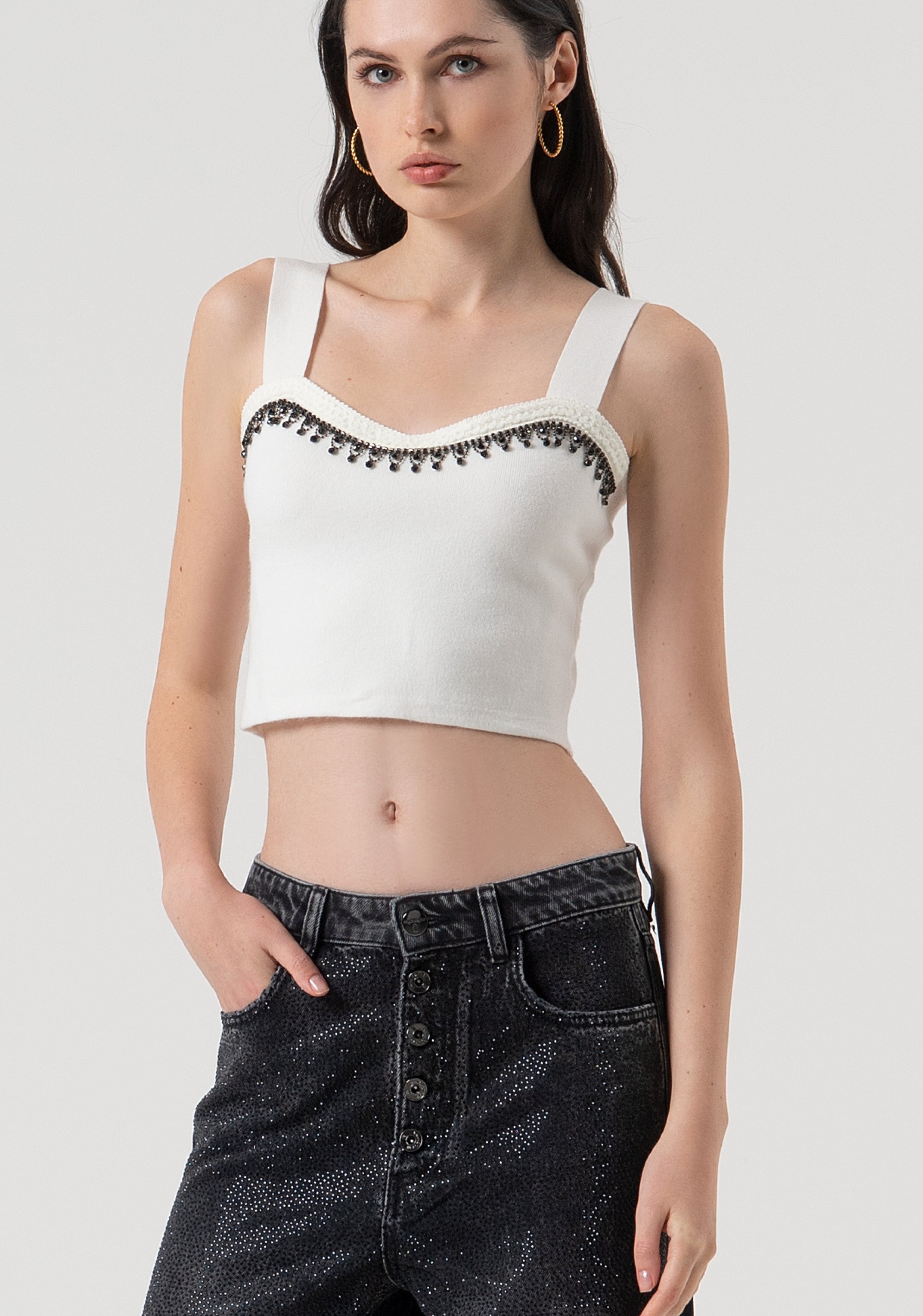 Knitted tank top cropped Fracomina FR25WT4002K50401-108-3