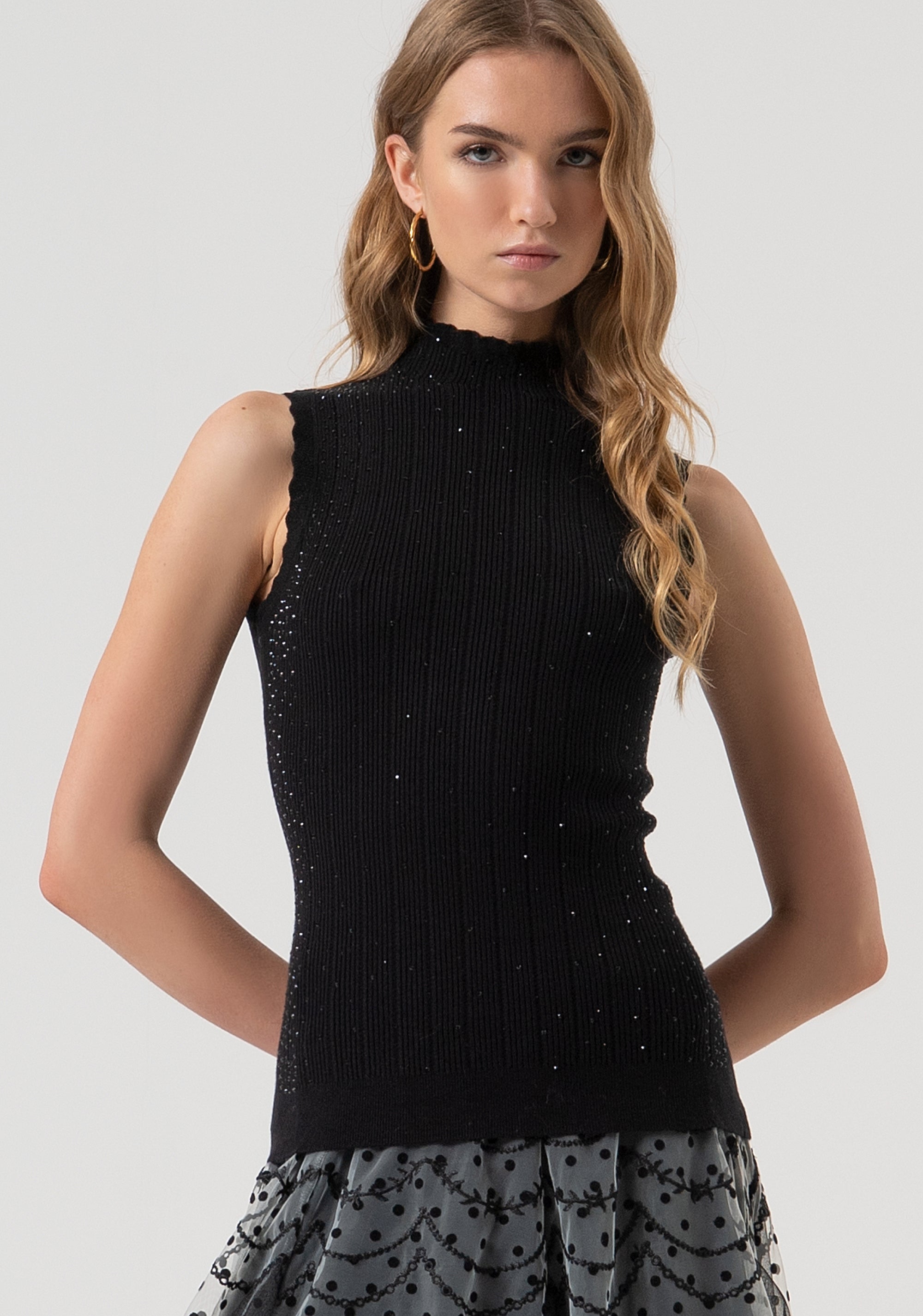 Knitted tank top with ribs Fracomina FR25WT4004K50401-053-1
