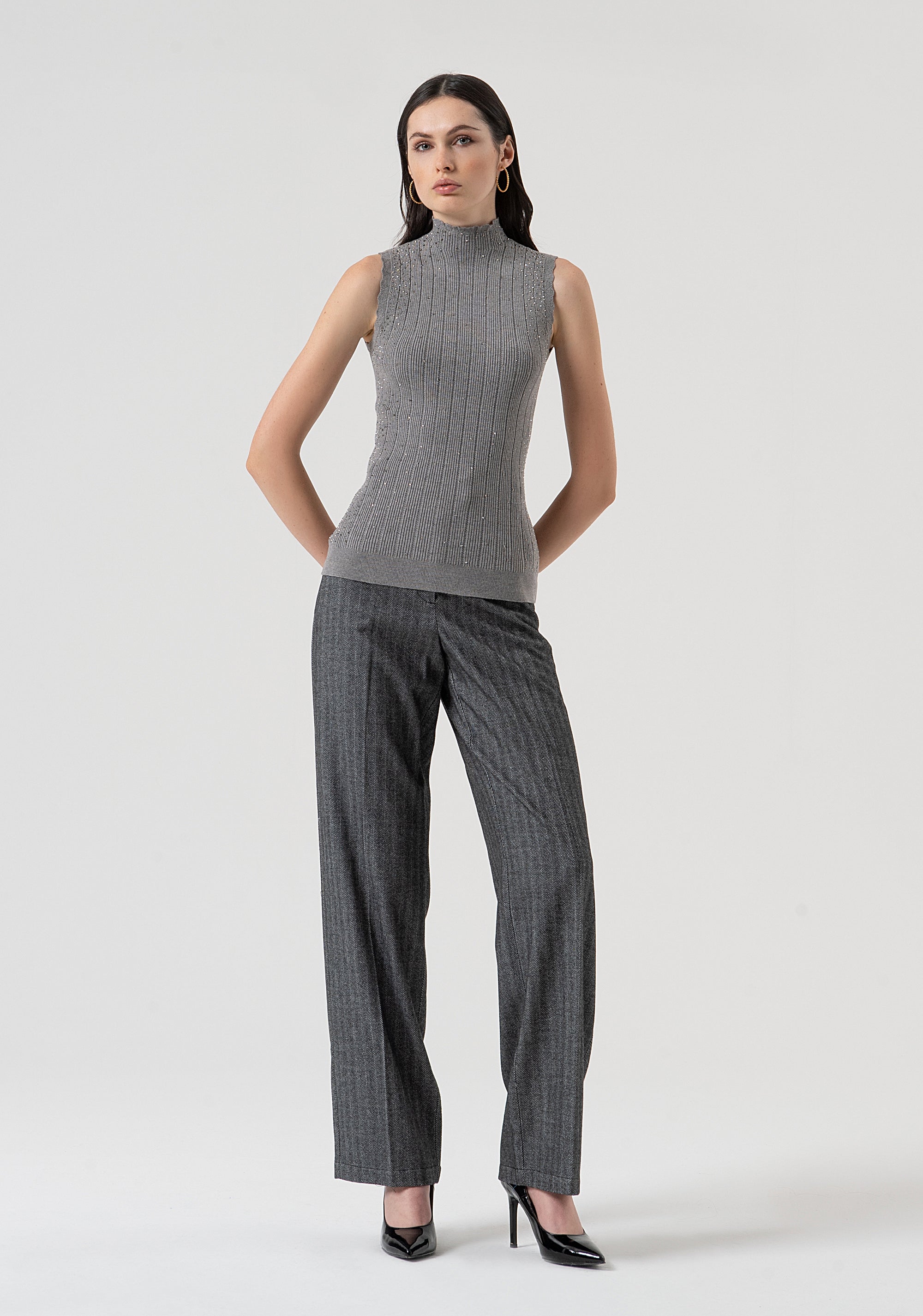 Knitted tank top with ribs Fracomina FR25WT4004K50401-159-4