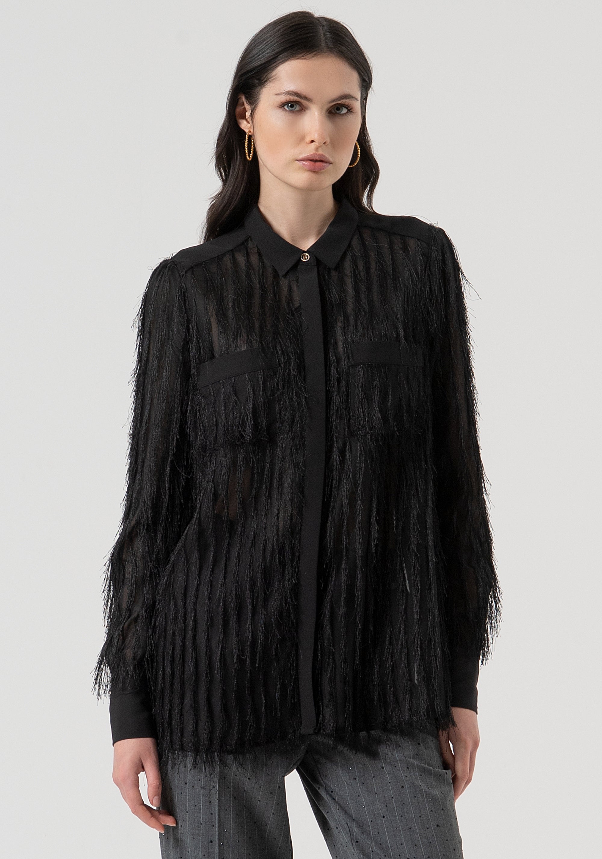Shirt regular fit with fringes Fracomina FR25WT6018W63001-053-1