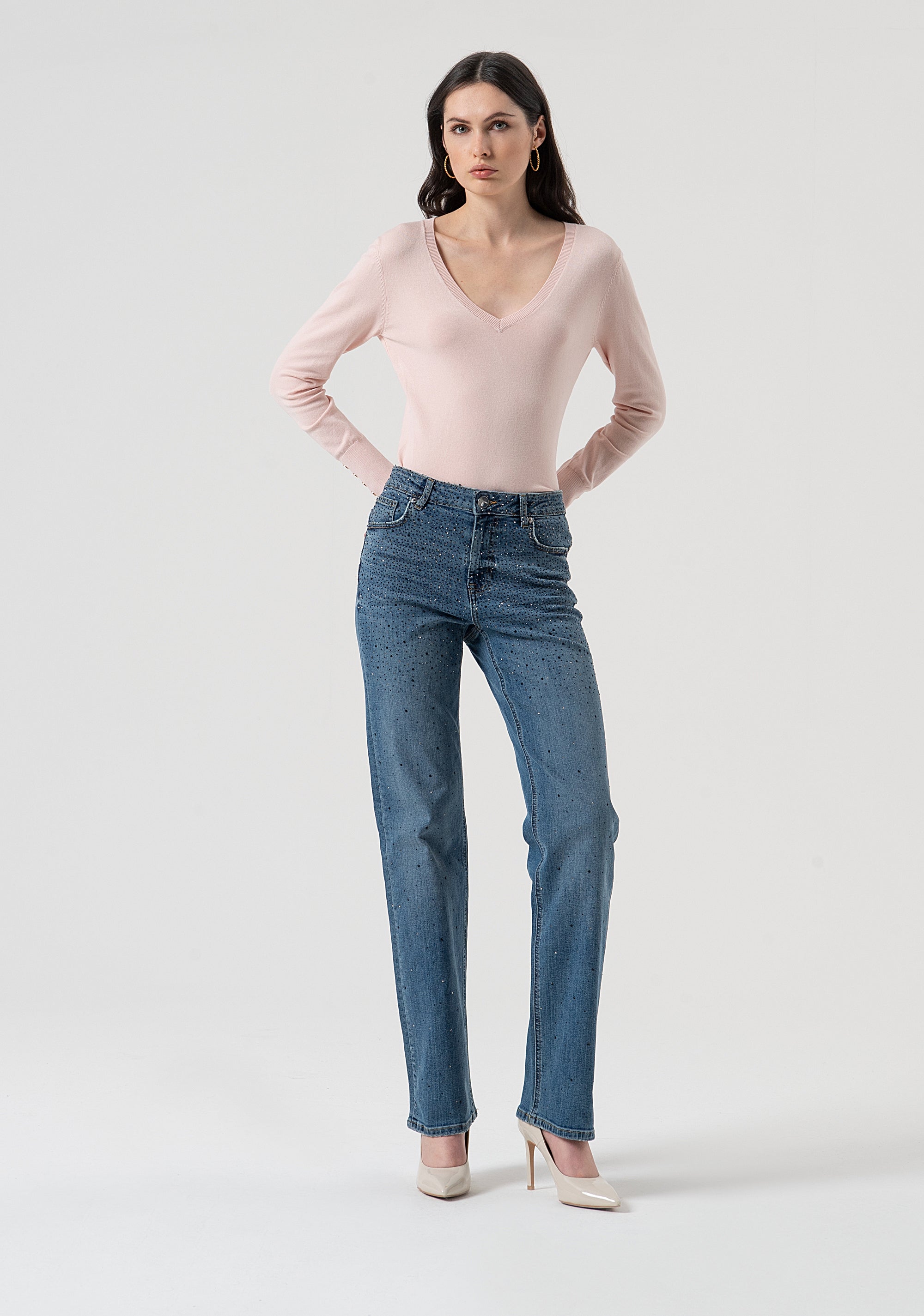 Knitwear regular fit with V-neck drop Fracomina FR25WT7002K42101-Q93-5