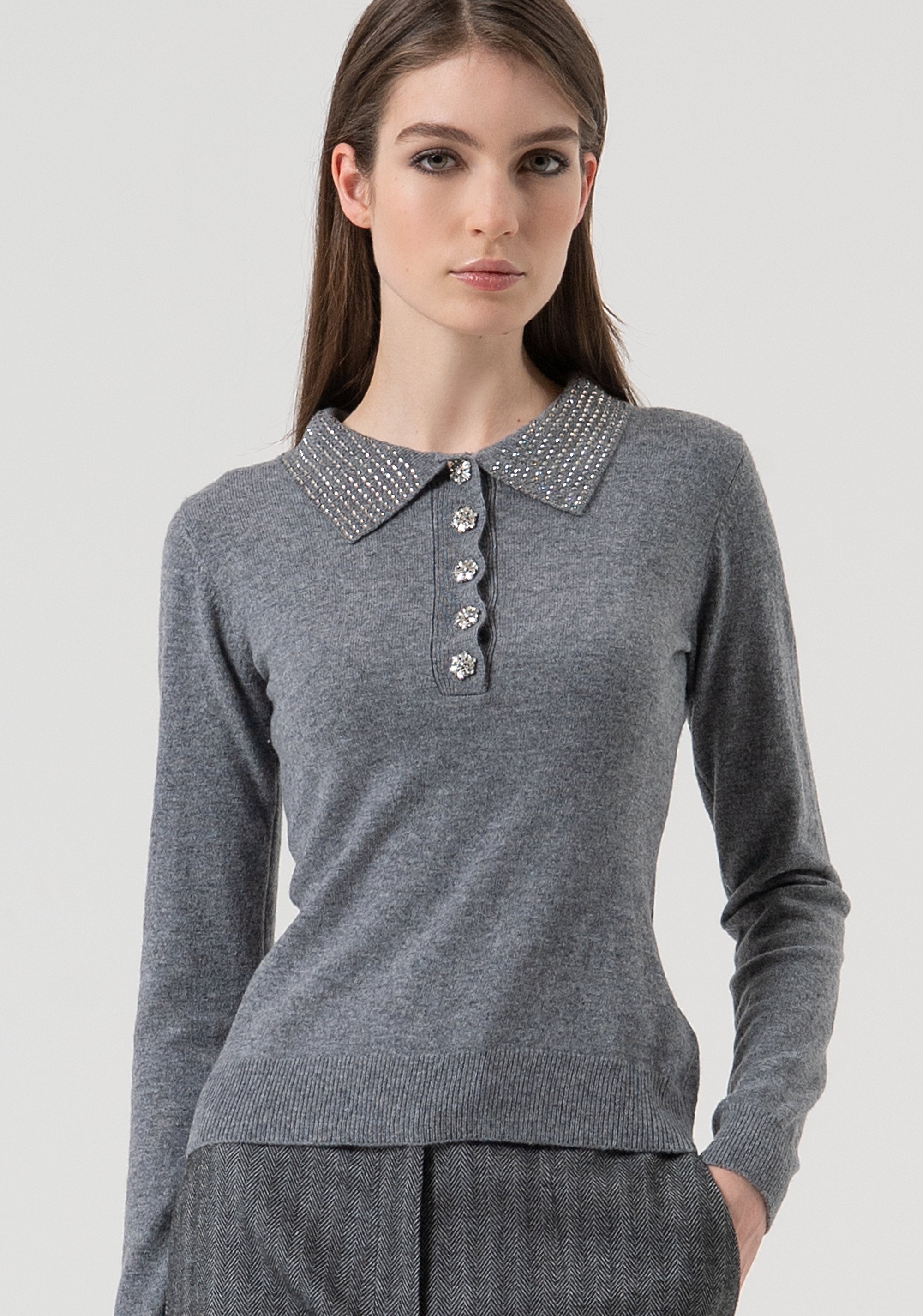 Knitted polo regular fit made in wool and cachemire Fracomina FR25WT7005K53201-159-1