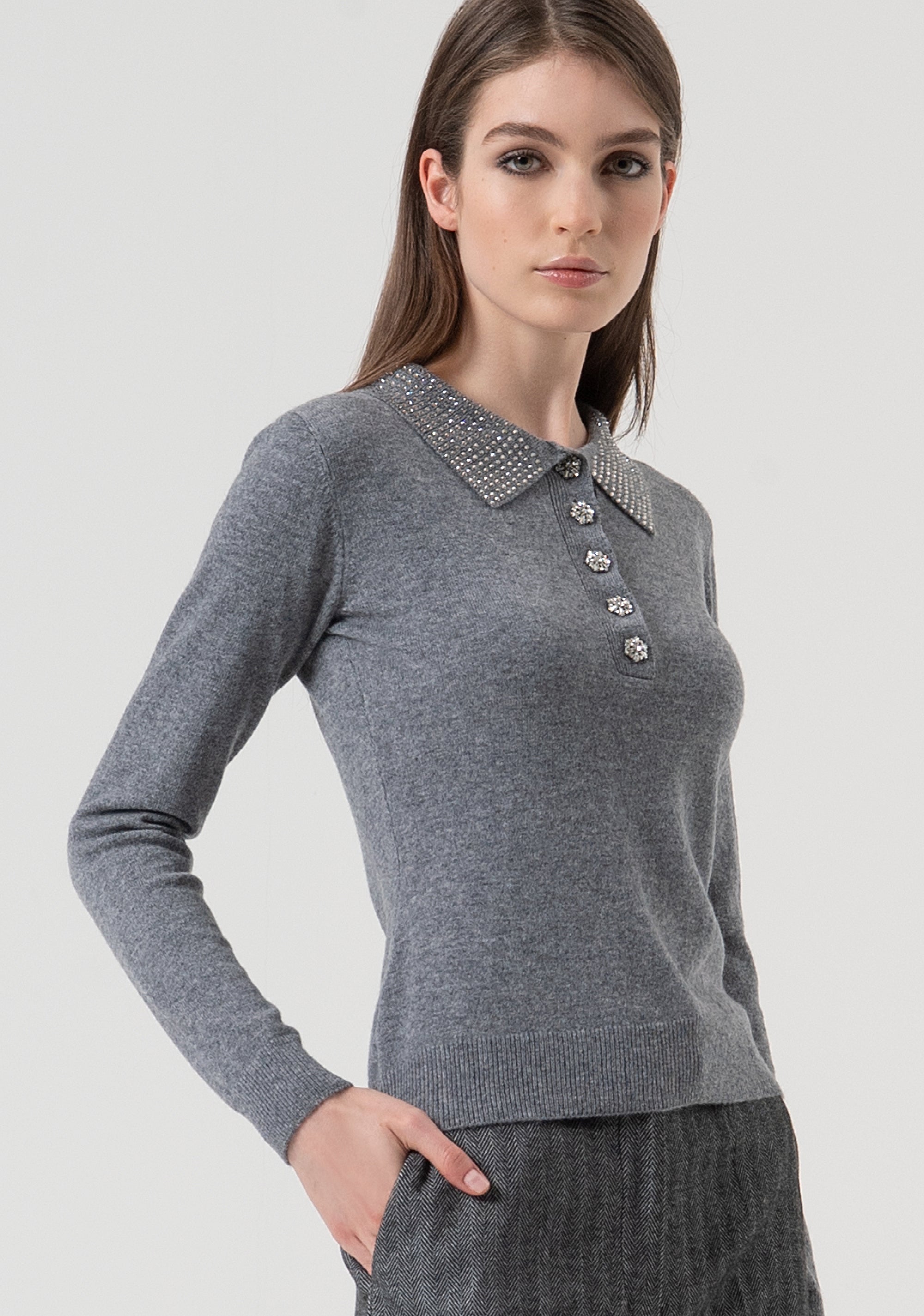 Knitted polo regular fit made in wool and cachemire Fracomina FR25WT7005K53201-159-3