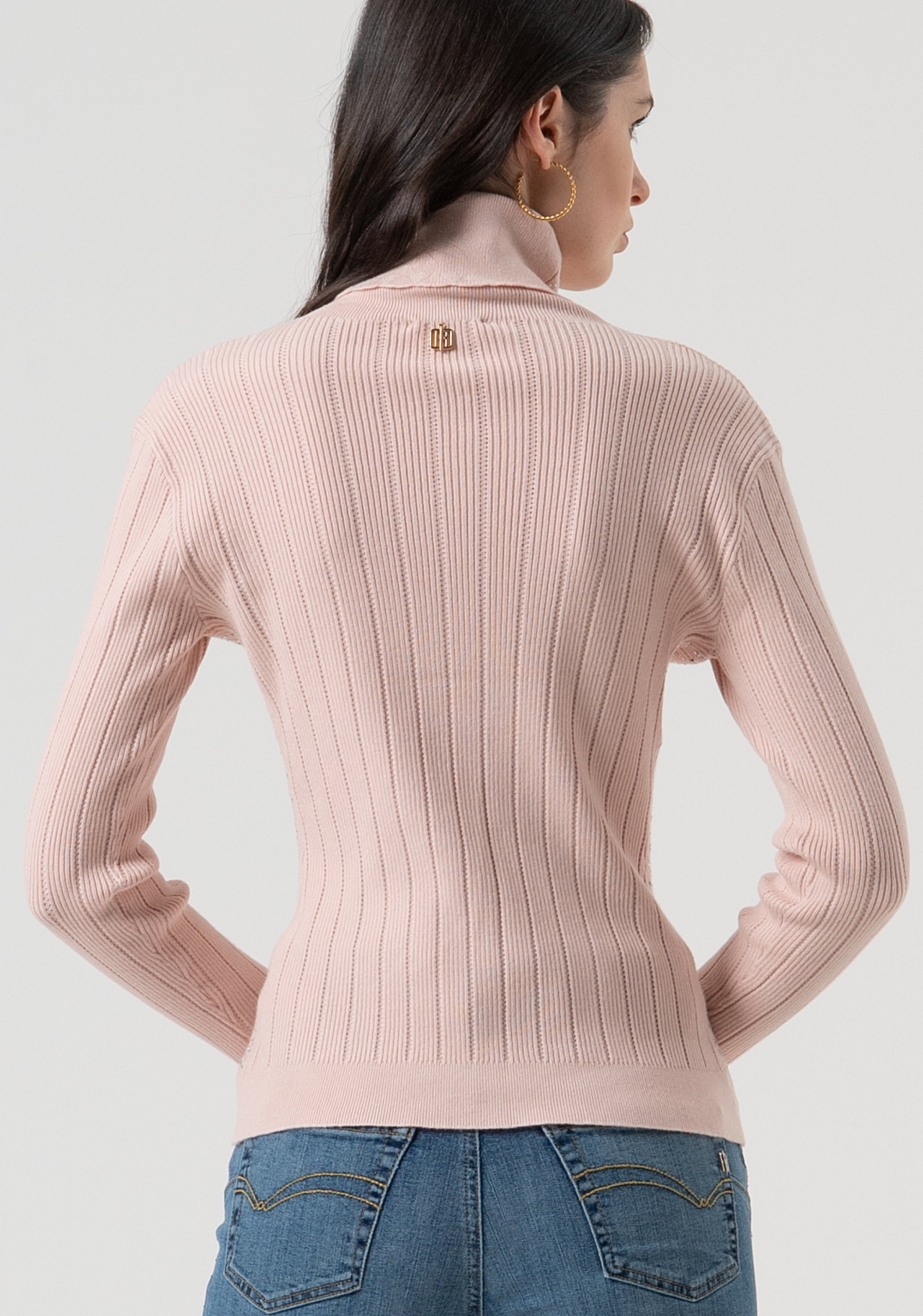 Knitwear slim fit with ribs and strasses Fracomina FR25WT7030K50401-Q93-3