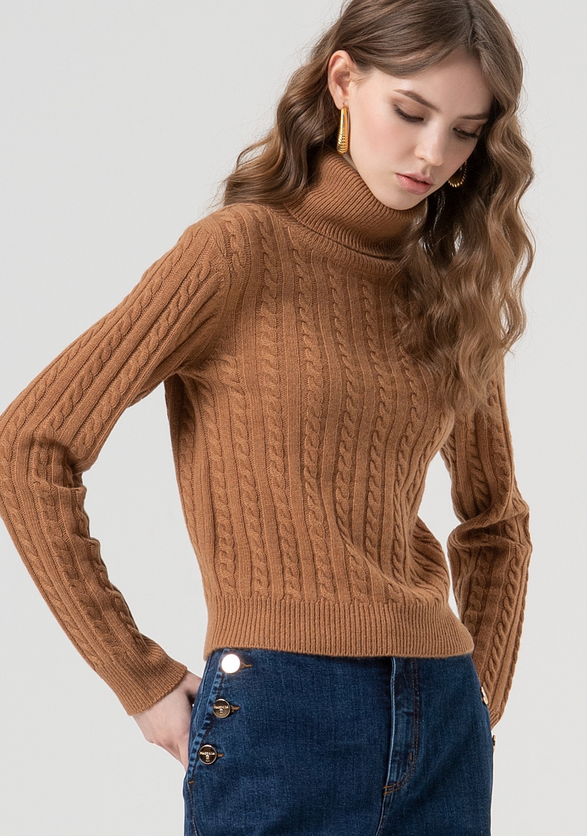 Knitwear regular fit with plaits and made in wool and cachemire Fracomina FR25WT7032K53201-E44-3