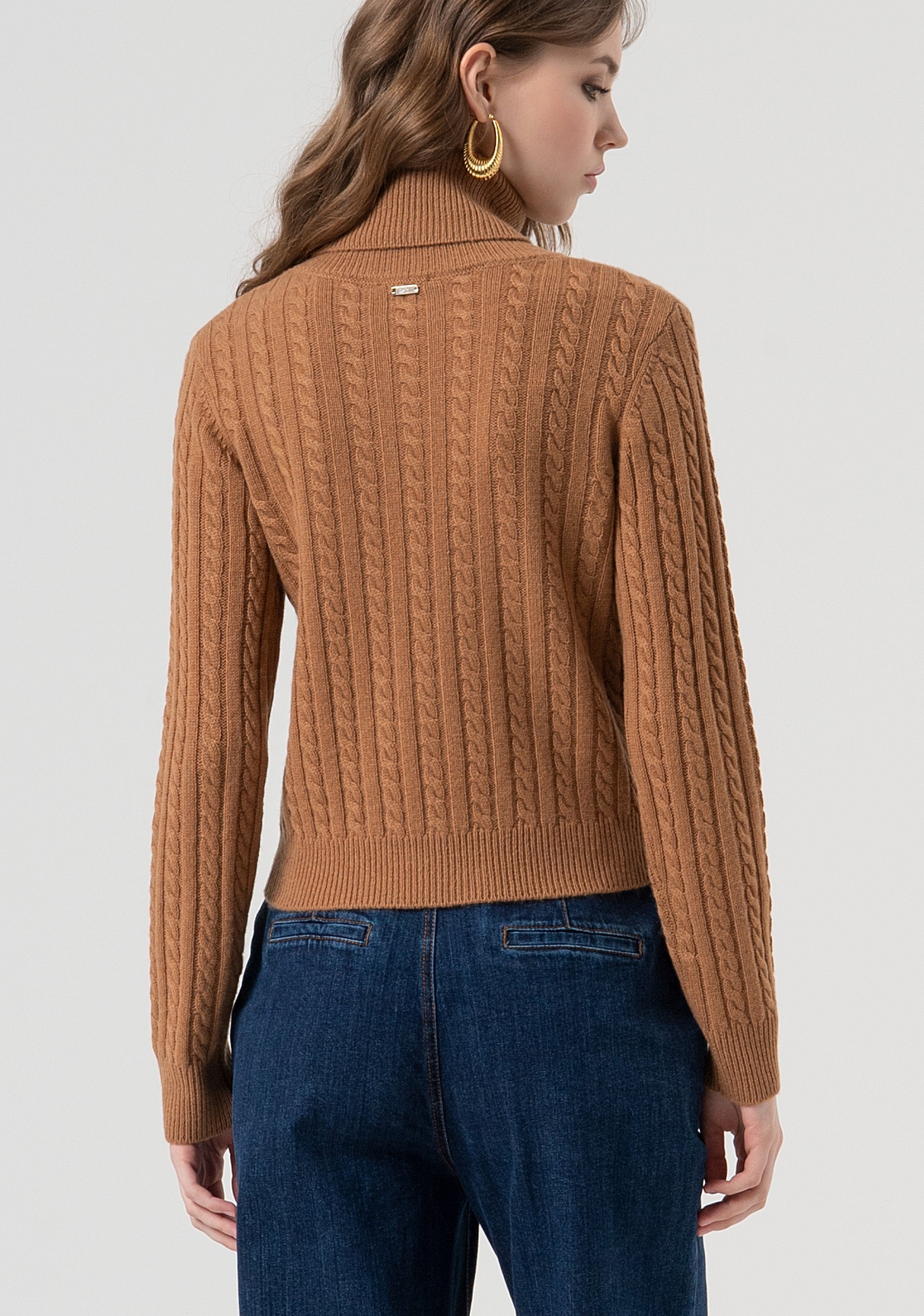 Knitwear regular fit with plaits and made in wool and cachemire Fracomina FR25WT7032K53201-E44-4