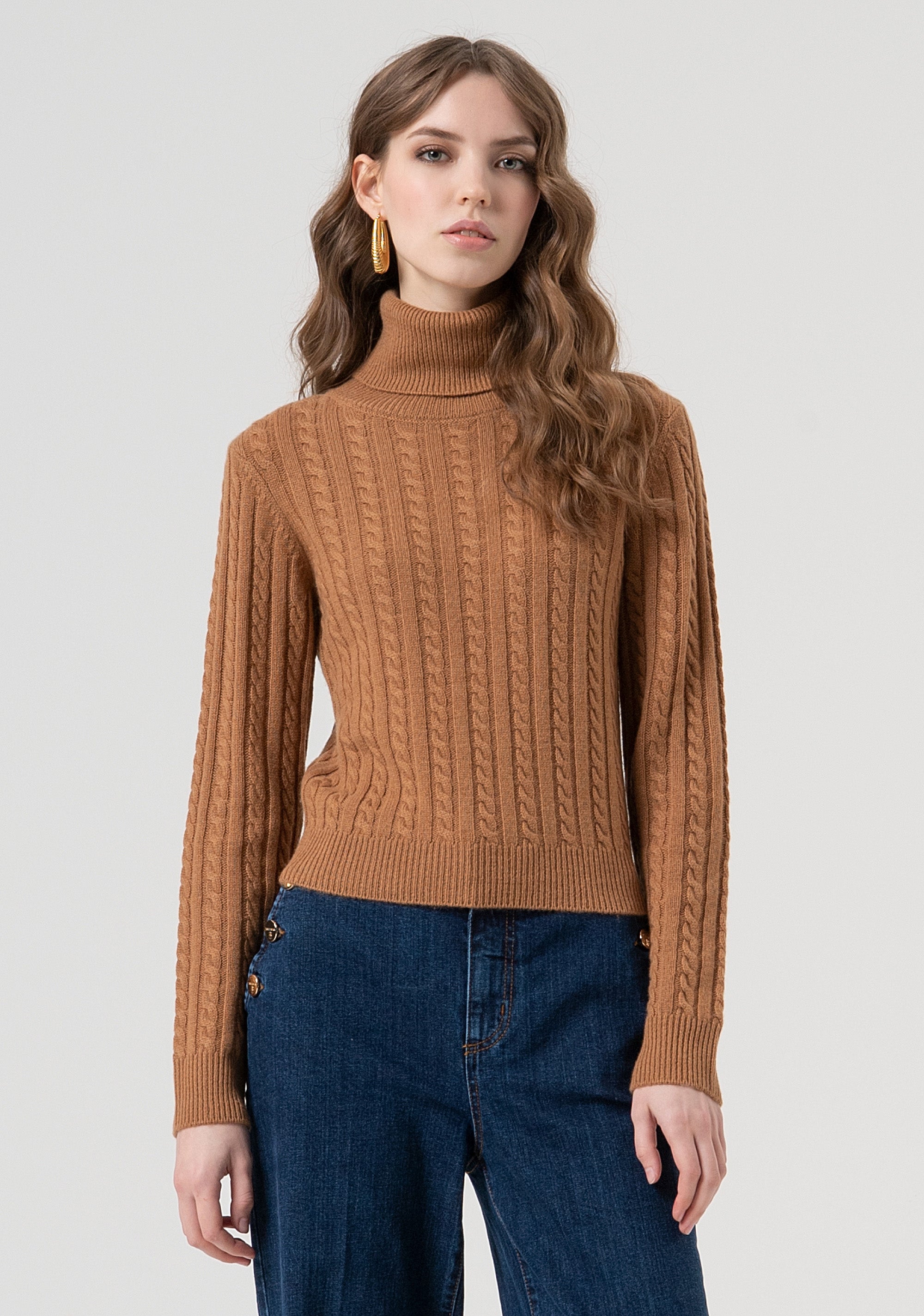 Knitwear regular fit with plaits and made in wool and cachemire Fracomina FR25WT7032K53201-E44