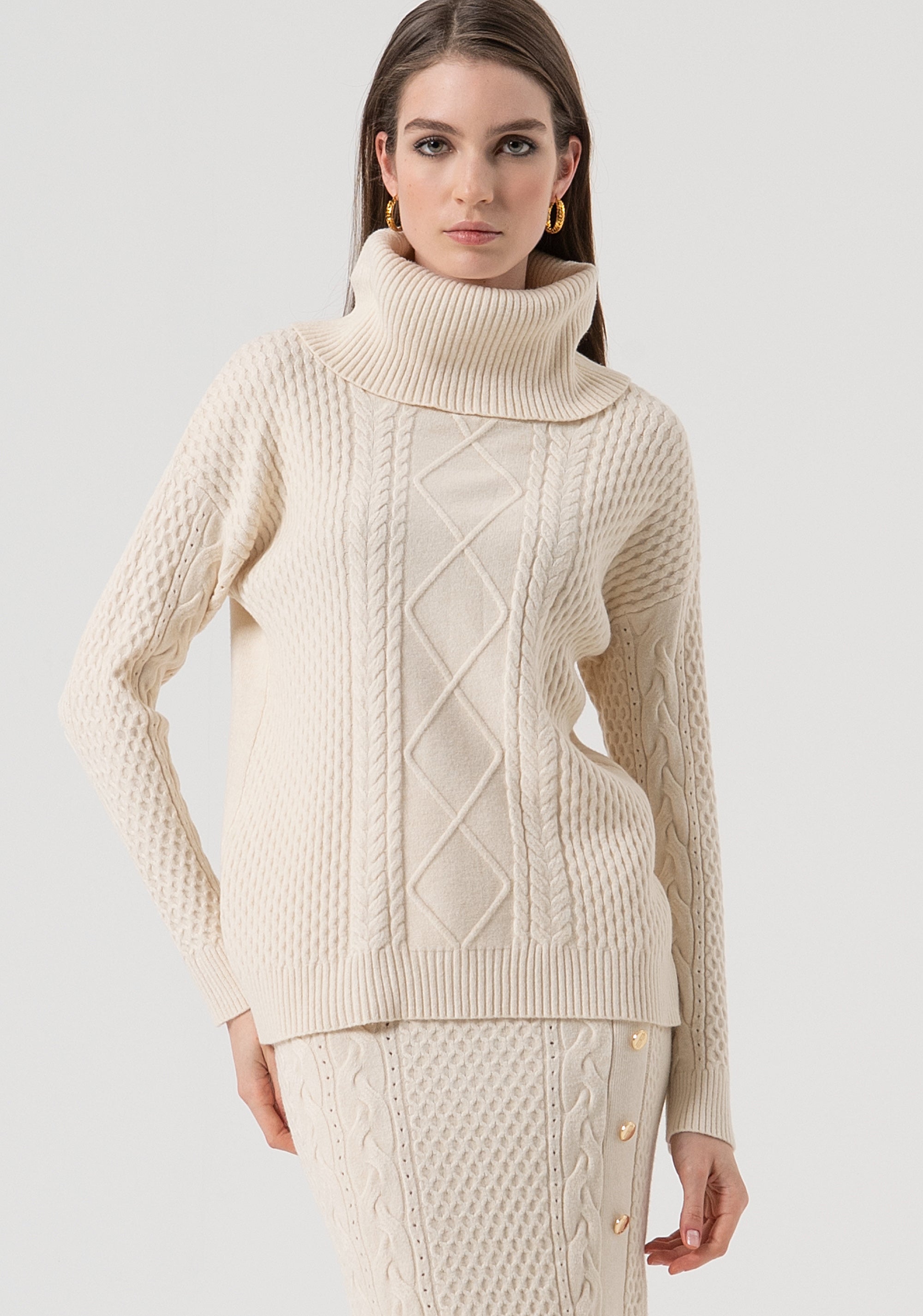 Knitwear loose fit with plaits Fracomina FR25WT7035K50201-508-1