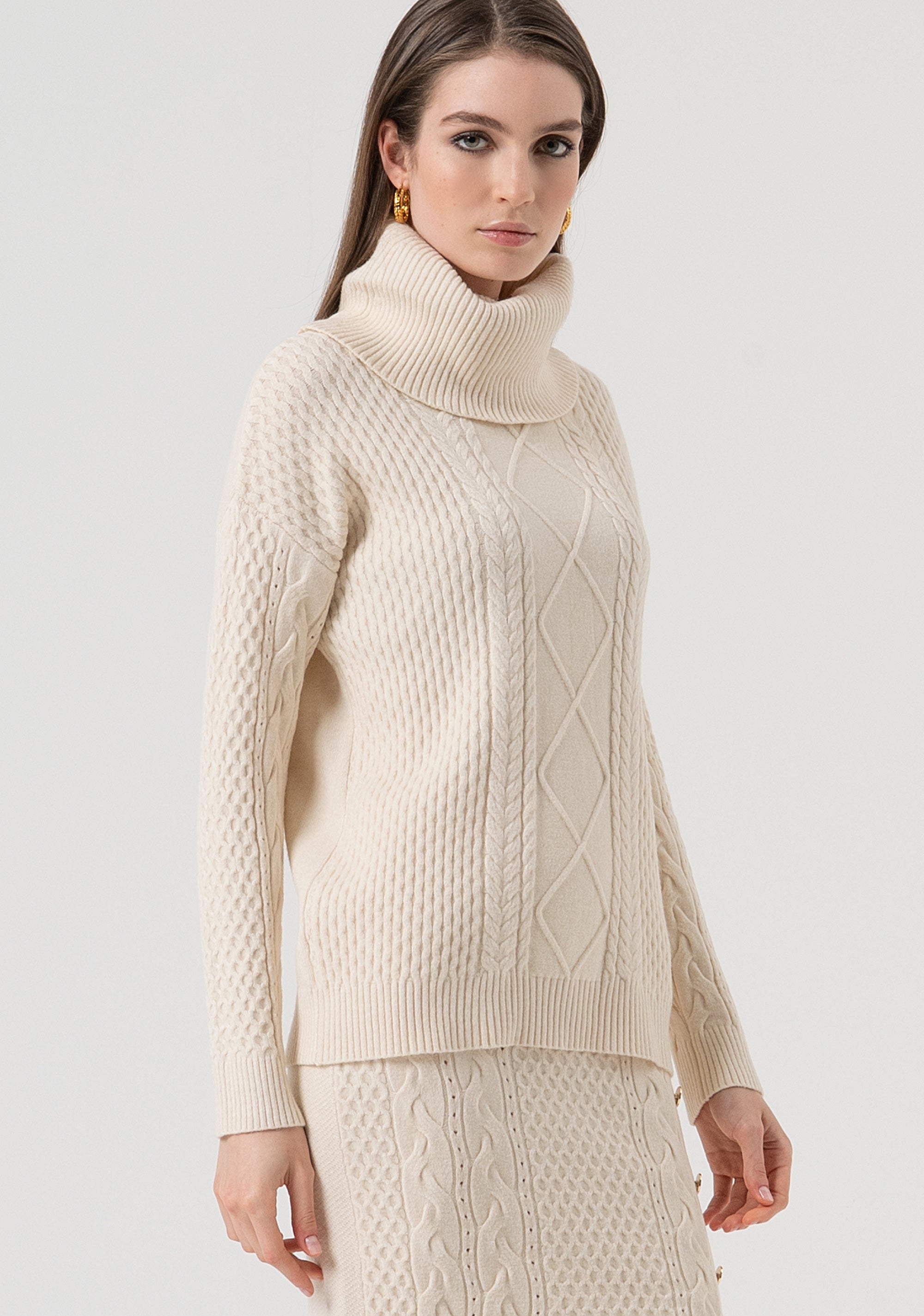 Knitwear loose fit with plaits Fracomina FR25WT7035K50201-508-3