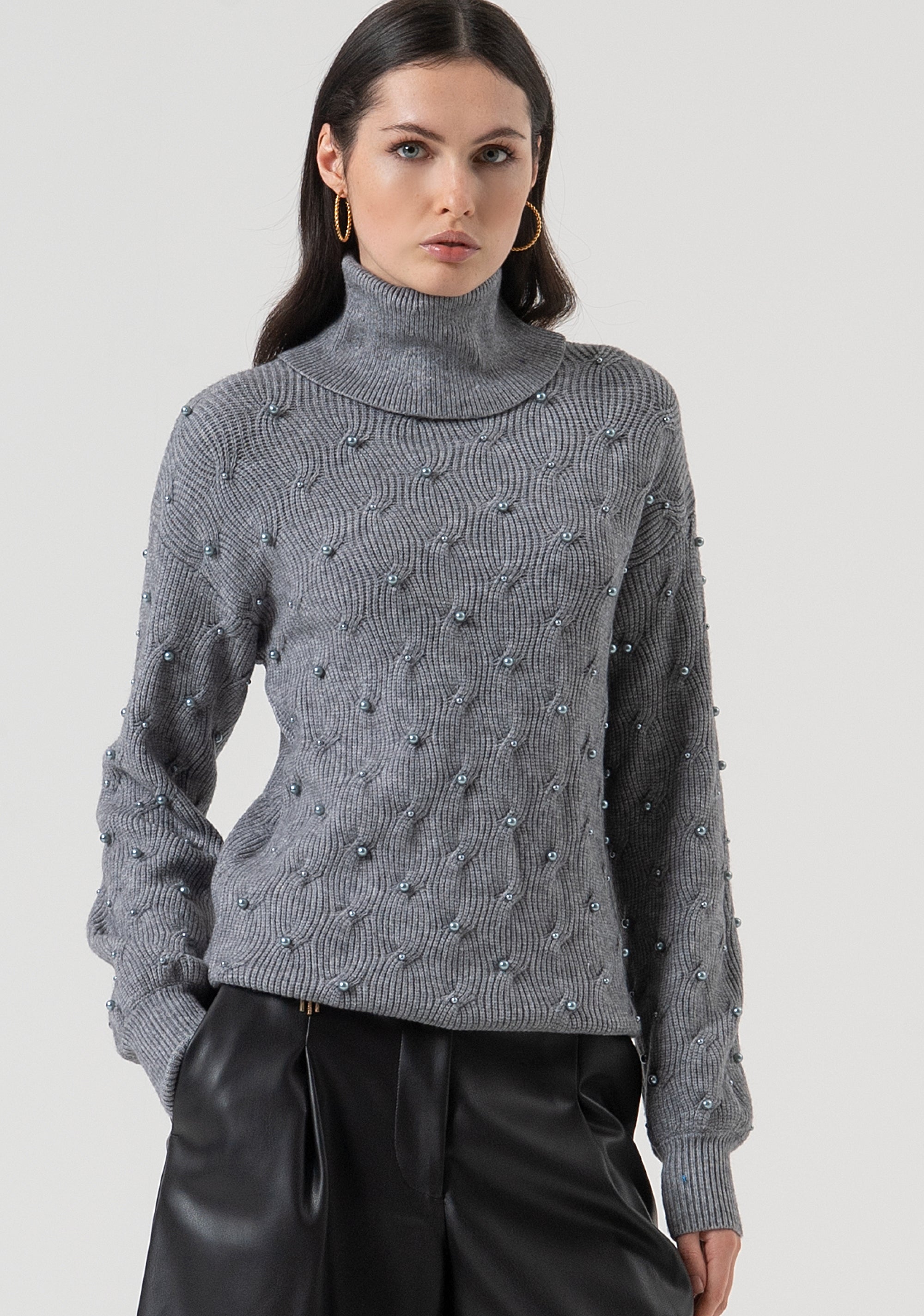 Knitwear regular fit with plaits and pearls Fracomina FR25WT7036K502R9-159-1_38120acc-2810-48cd-bc7b-9bf0275044bf