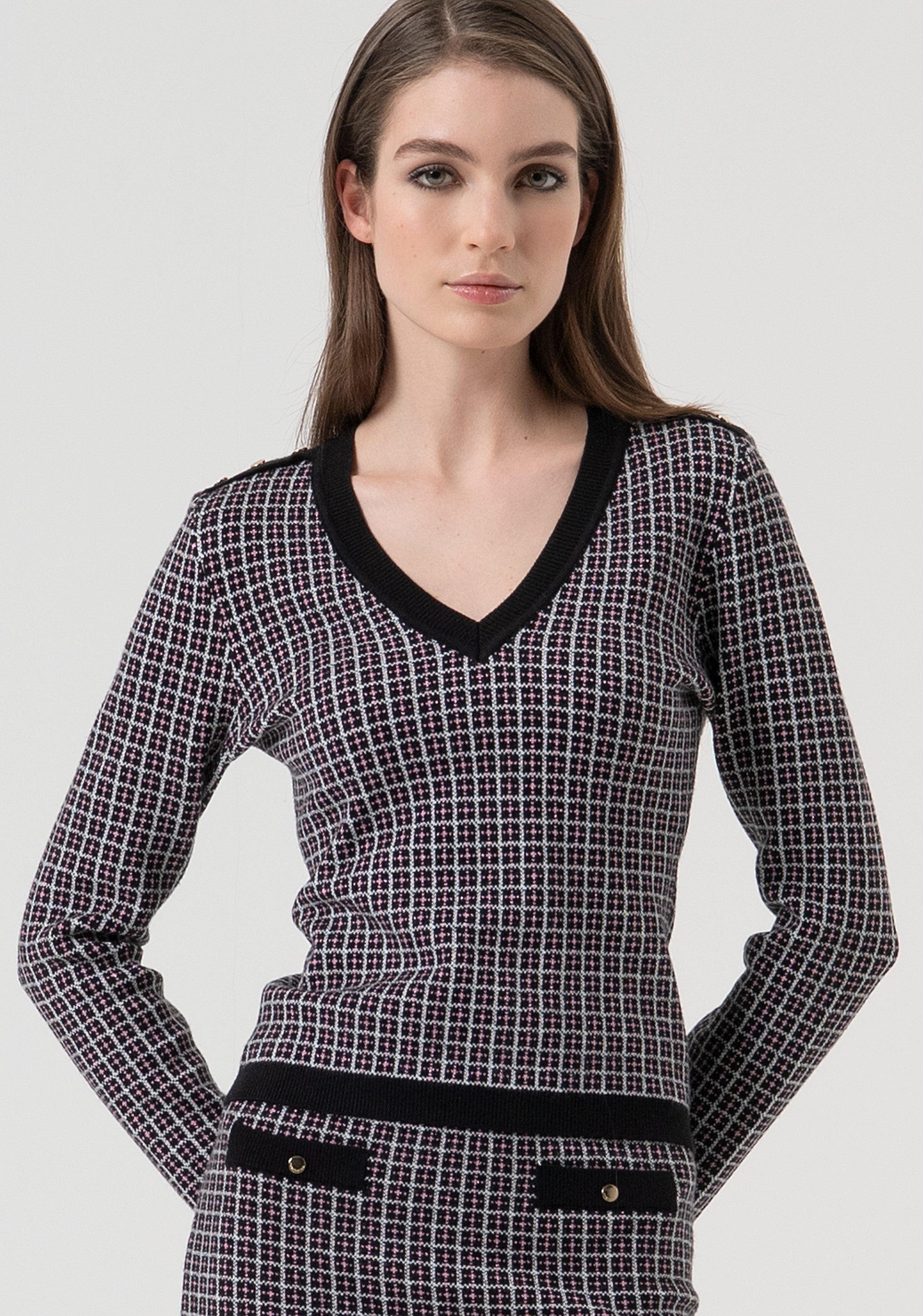 Knitwear slim fit with geometric jacquard effect Fracomina FR25WT7038K503F8-053-1
