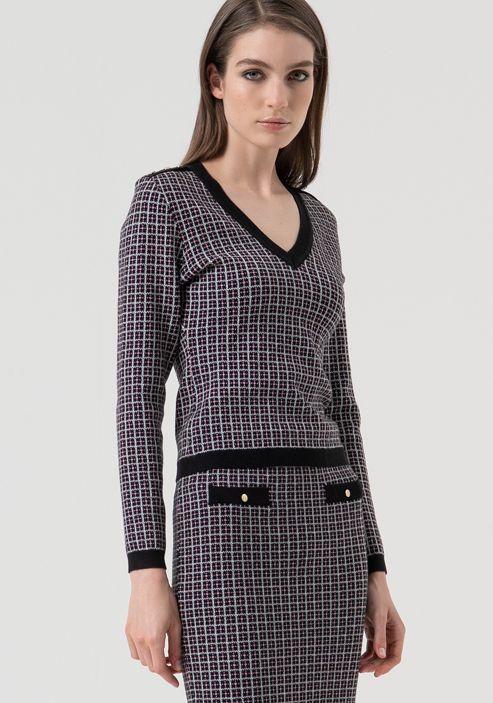 Knitwear slim fit with geometric jacquard effect Fracomina FR25WT7038K503F8-053-3