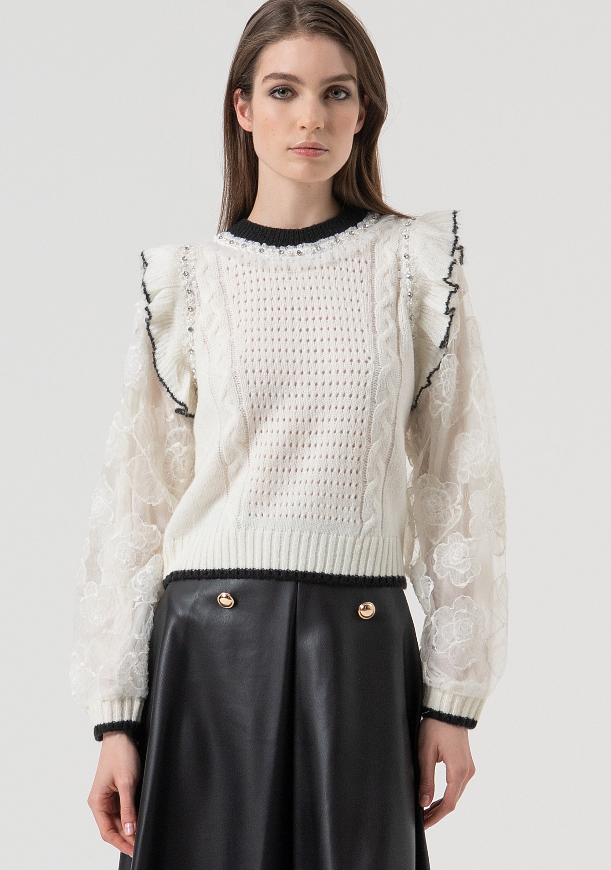 Knitwear regular fit with plaits and overlock Fracomina FR25WT7040K552E5-108-1