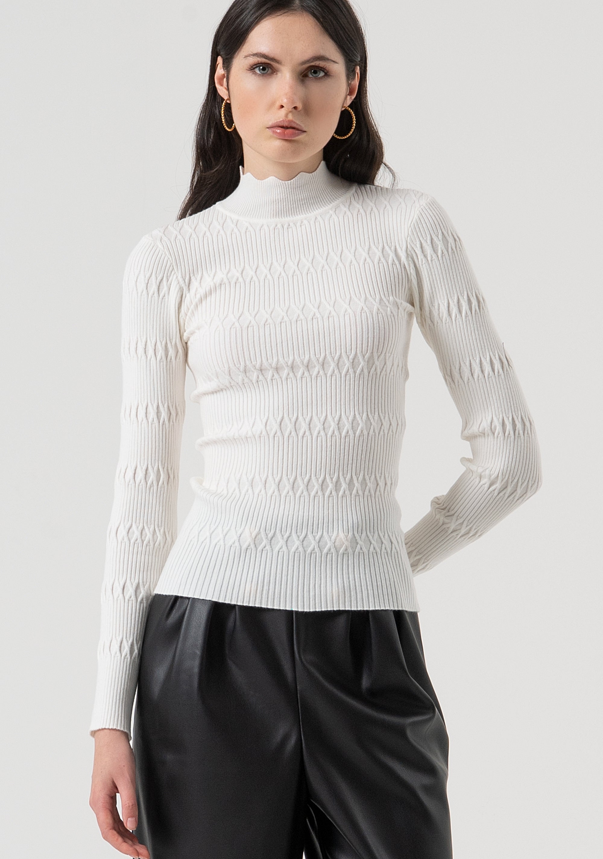 Knitwear slim fit with diamond shape stitch Fracomina FR25WT7042K50401-108-1
