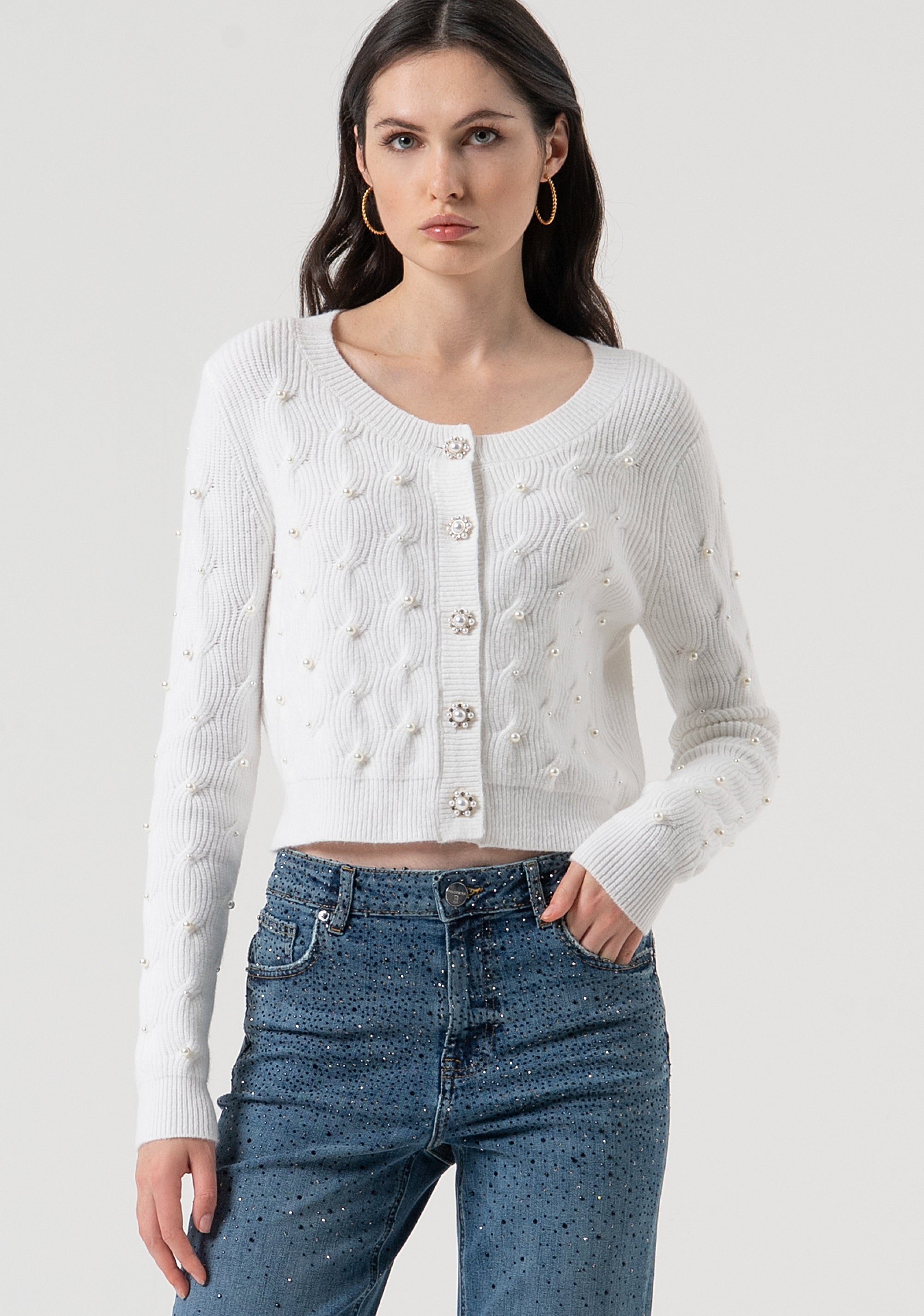 Cardigan regular fit with plaits Fracomina FR25WT8021K502R9-108-1