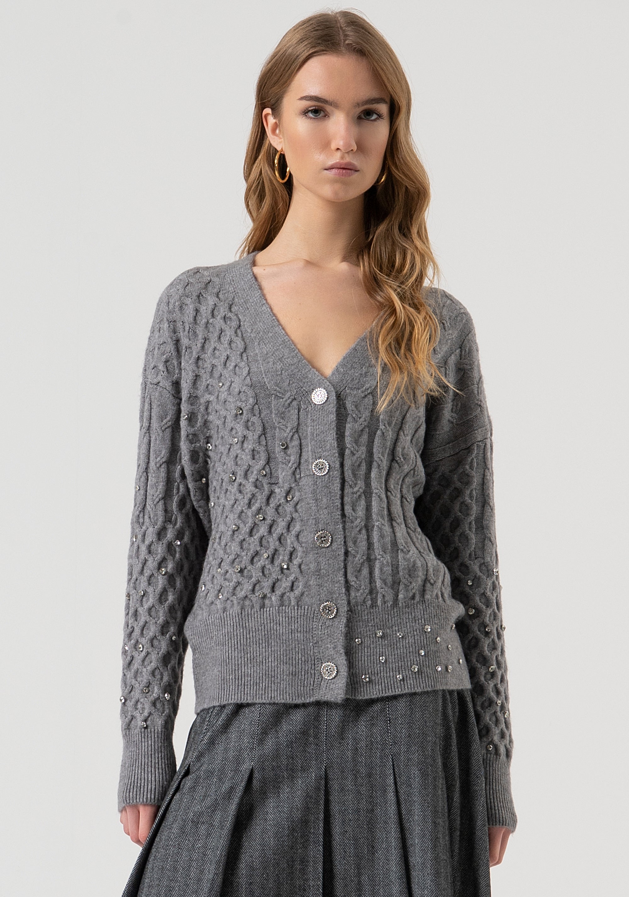 Cardigan regular fit with plaits Fracomina FR25WT8022K47101-159-1