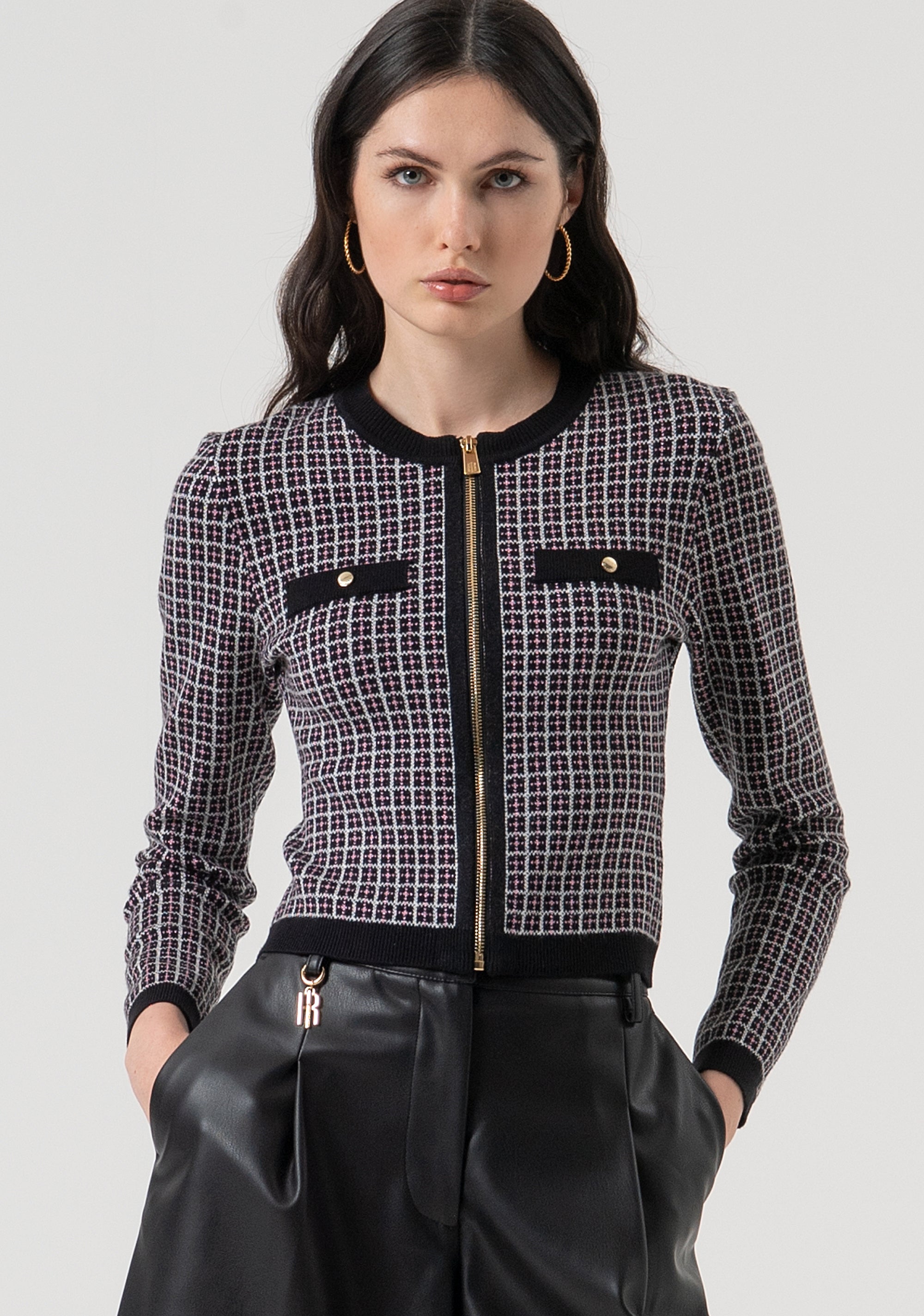 Cardigan slim fit with geometric jacquard effect Fracomina FR25WT8025K503F8-053-1