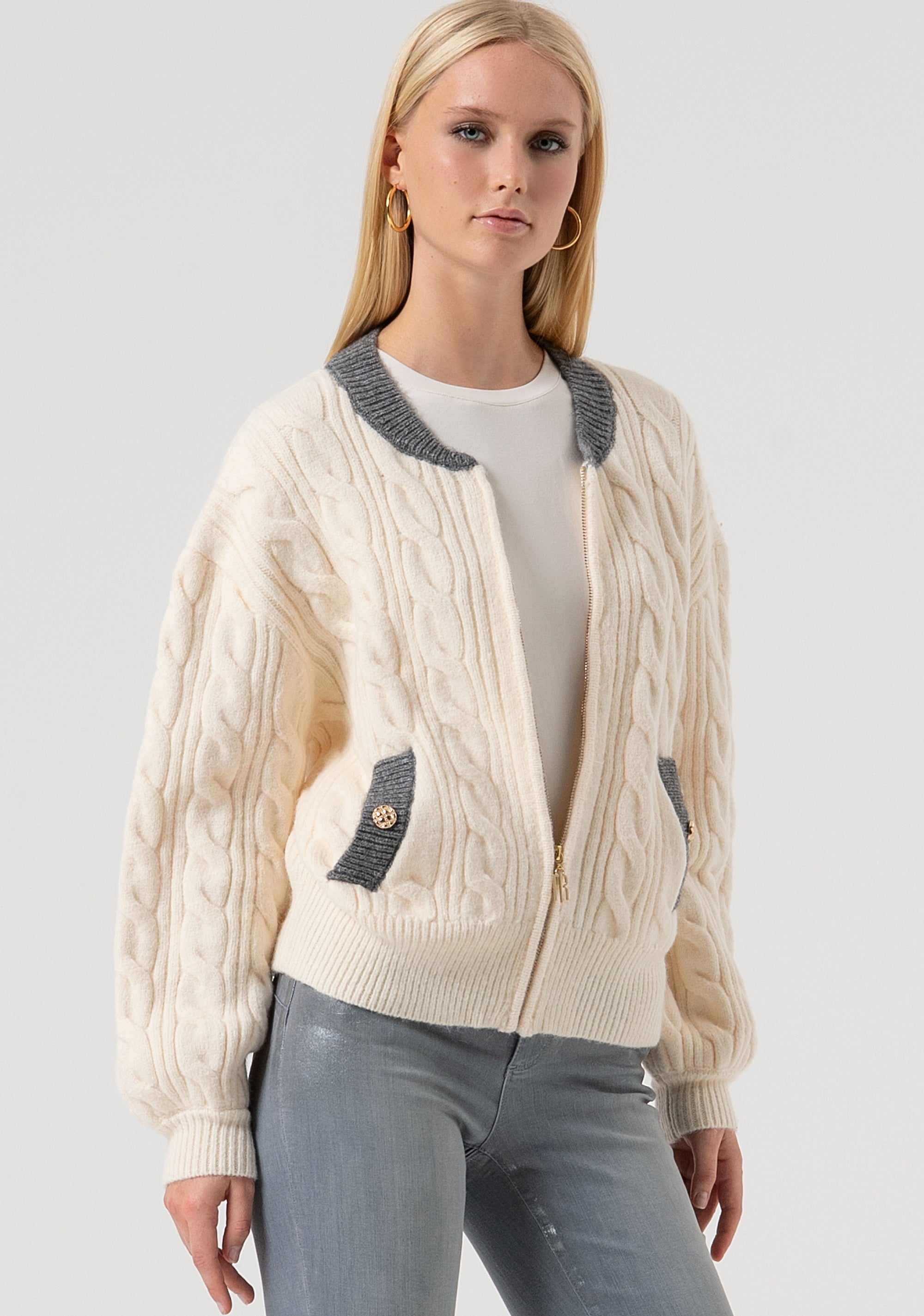 Bomber jacket regular fit with plaits Fracomina FR25WT8031K55401-T56-3