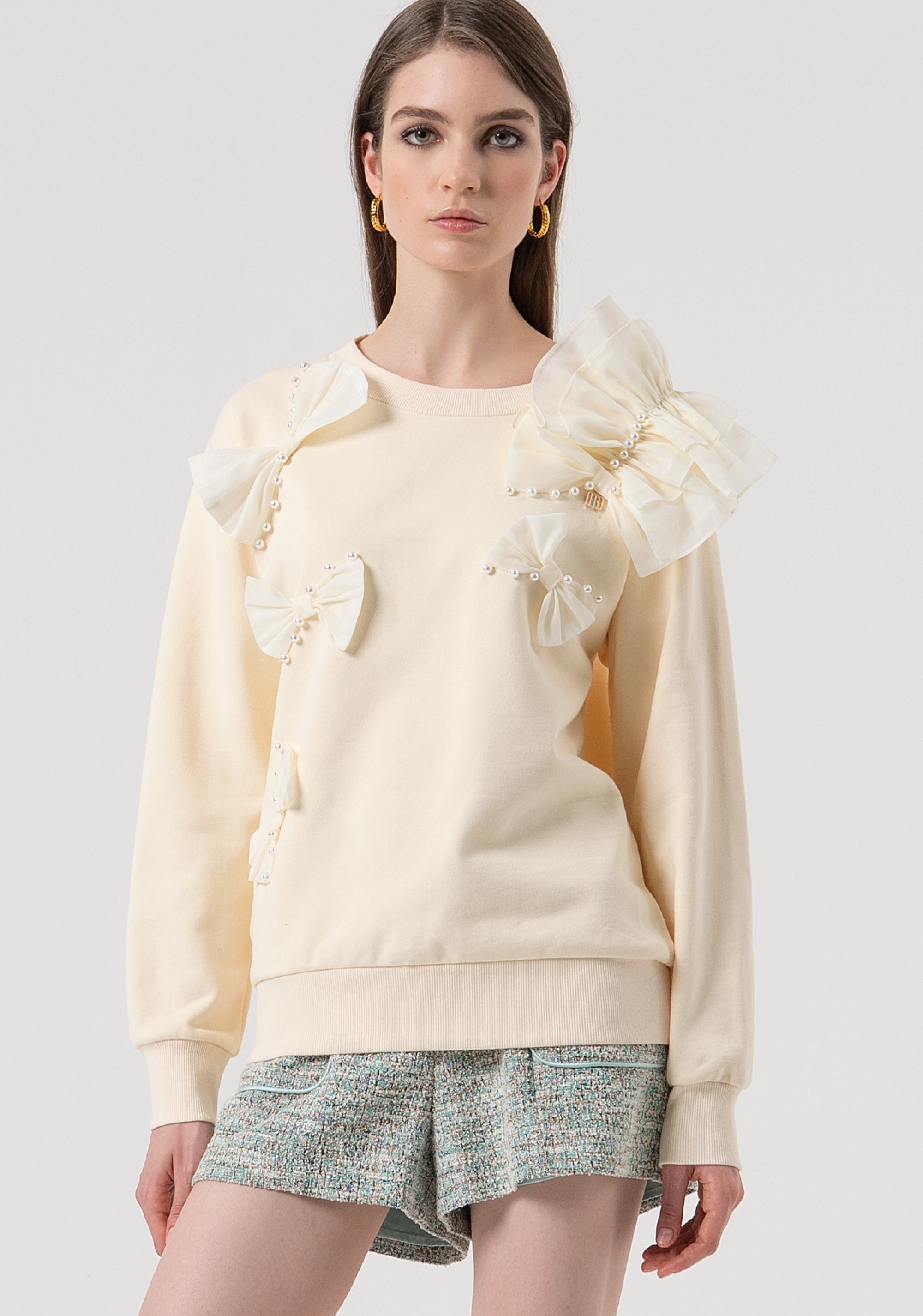 Sweater regular fit with bows applied Fracomina FR25WT9007F401R9-508-1