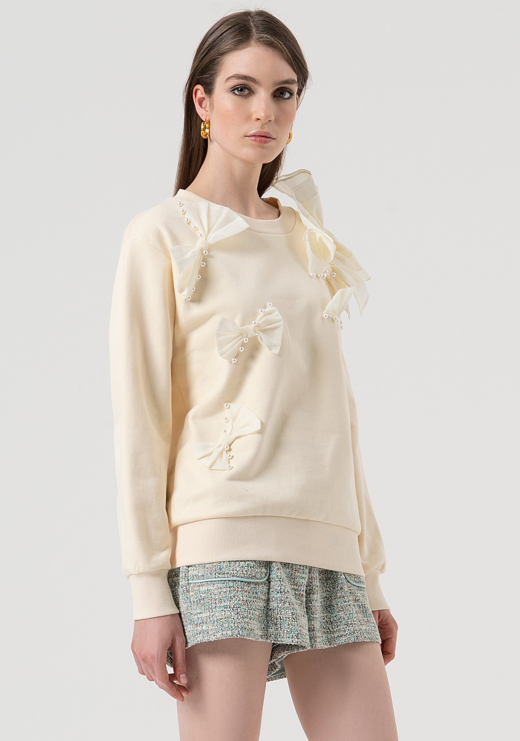 Sweater regular fit with bows applied Fracomina FR25WT9007F401R9-508-3