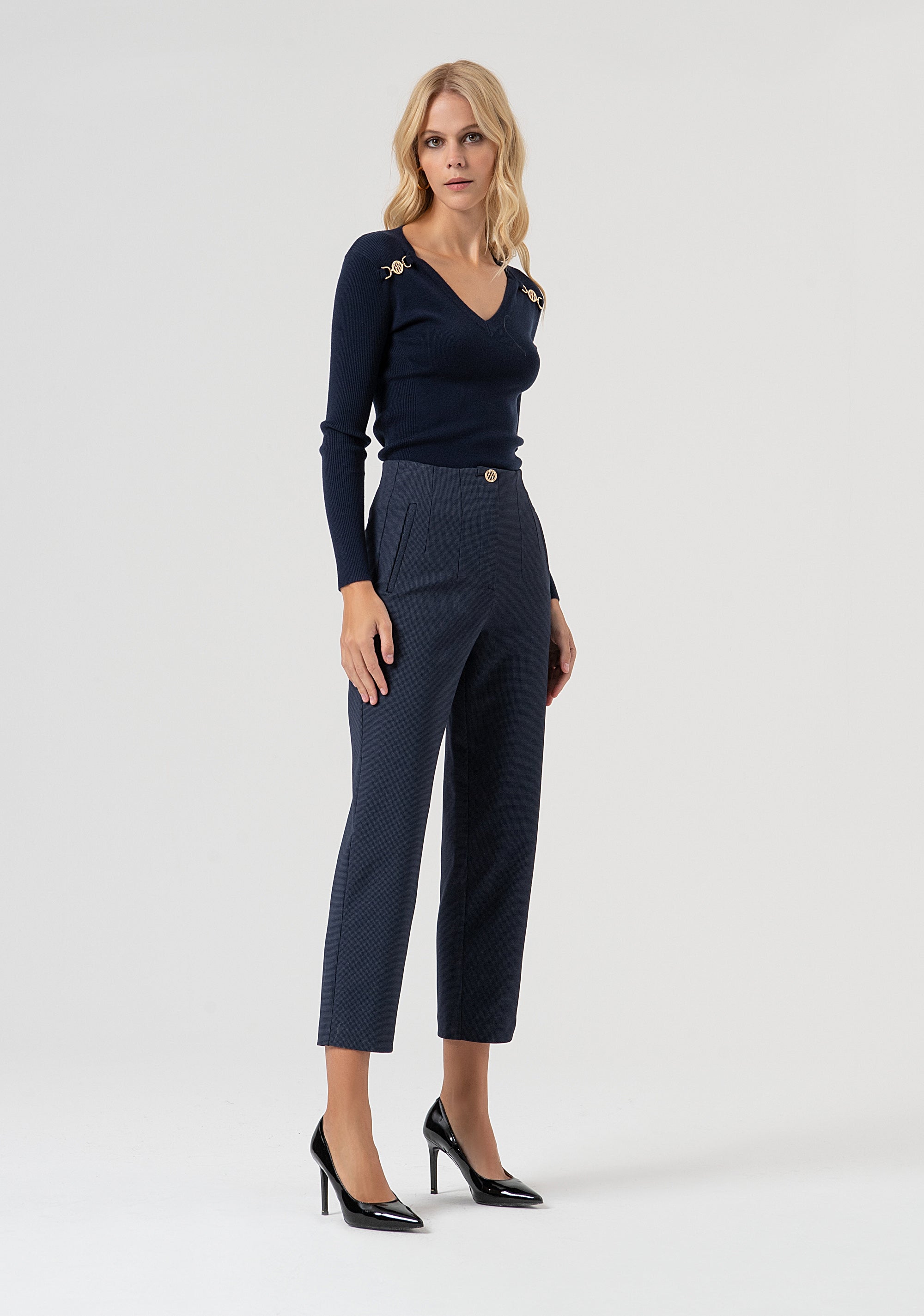 Pant slim fit with square pattern Fracomina FR25WV1009W72701-117-2