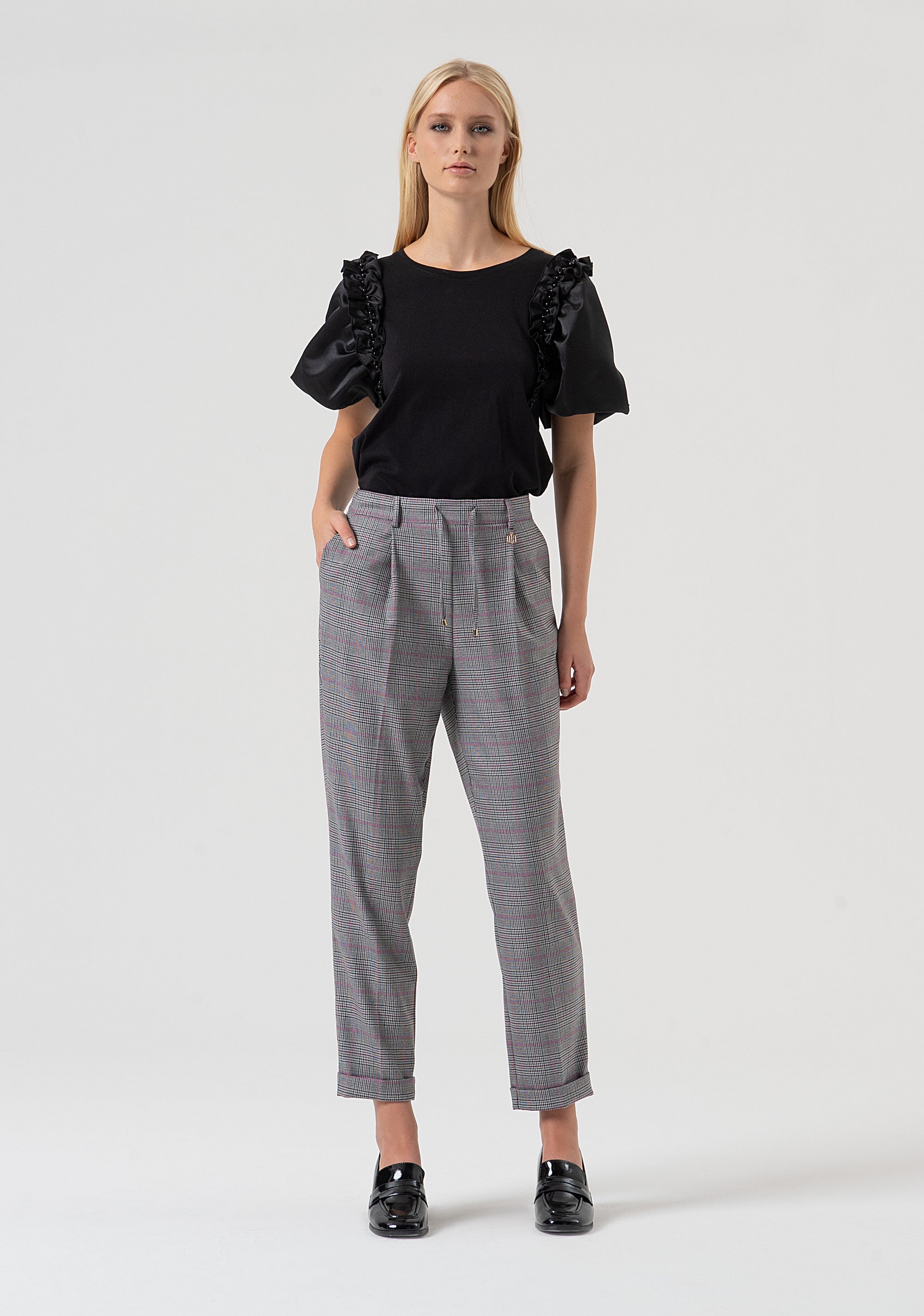 Jogger pant regular fit with Prince of Wales fabric Fracomina FR25WV2001W45995-210-1